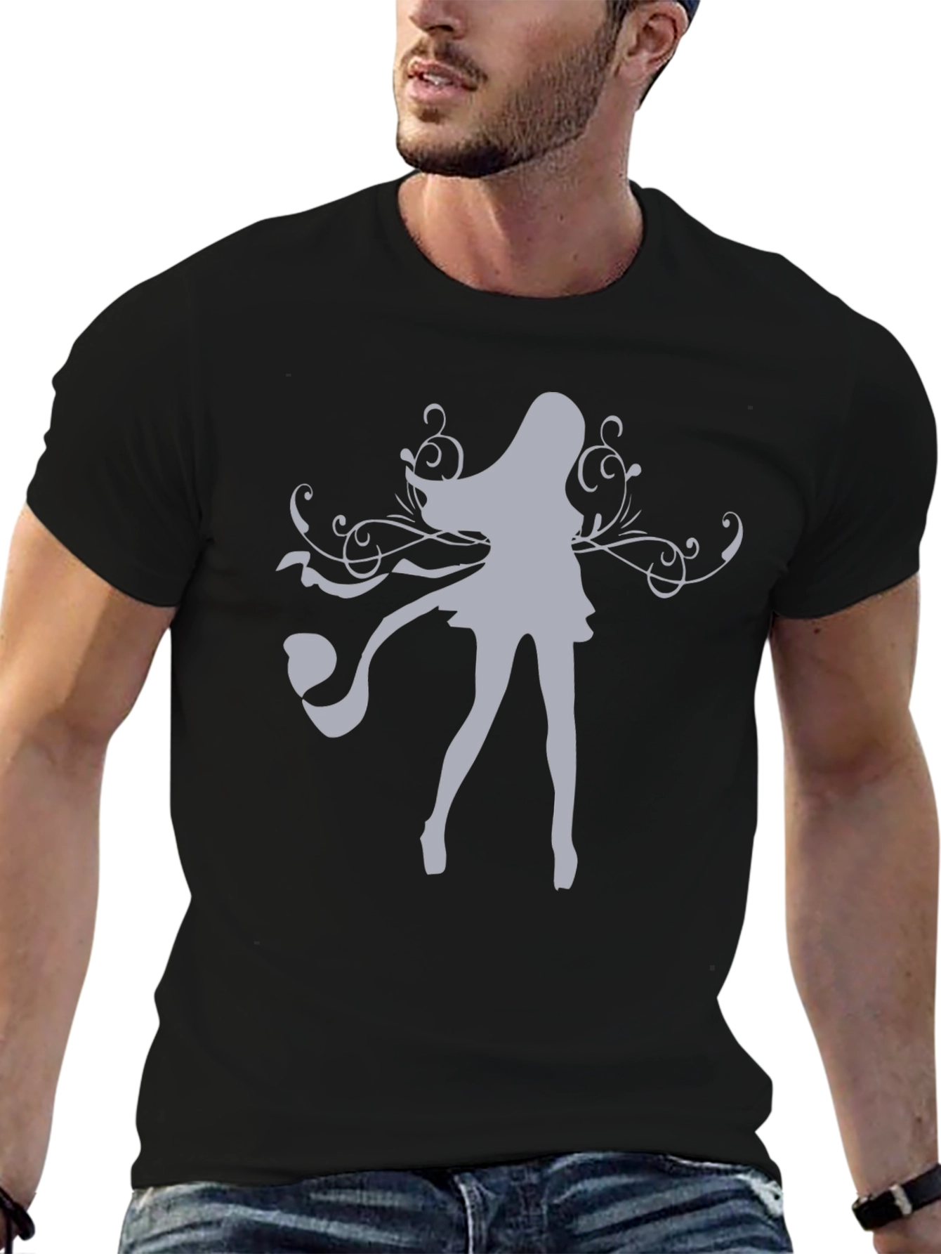 Stylish Graphic Print Black T-Shirt