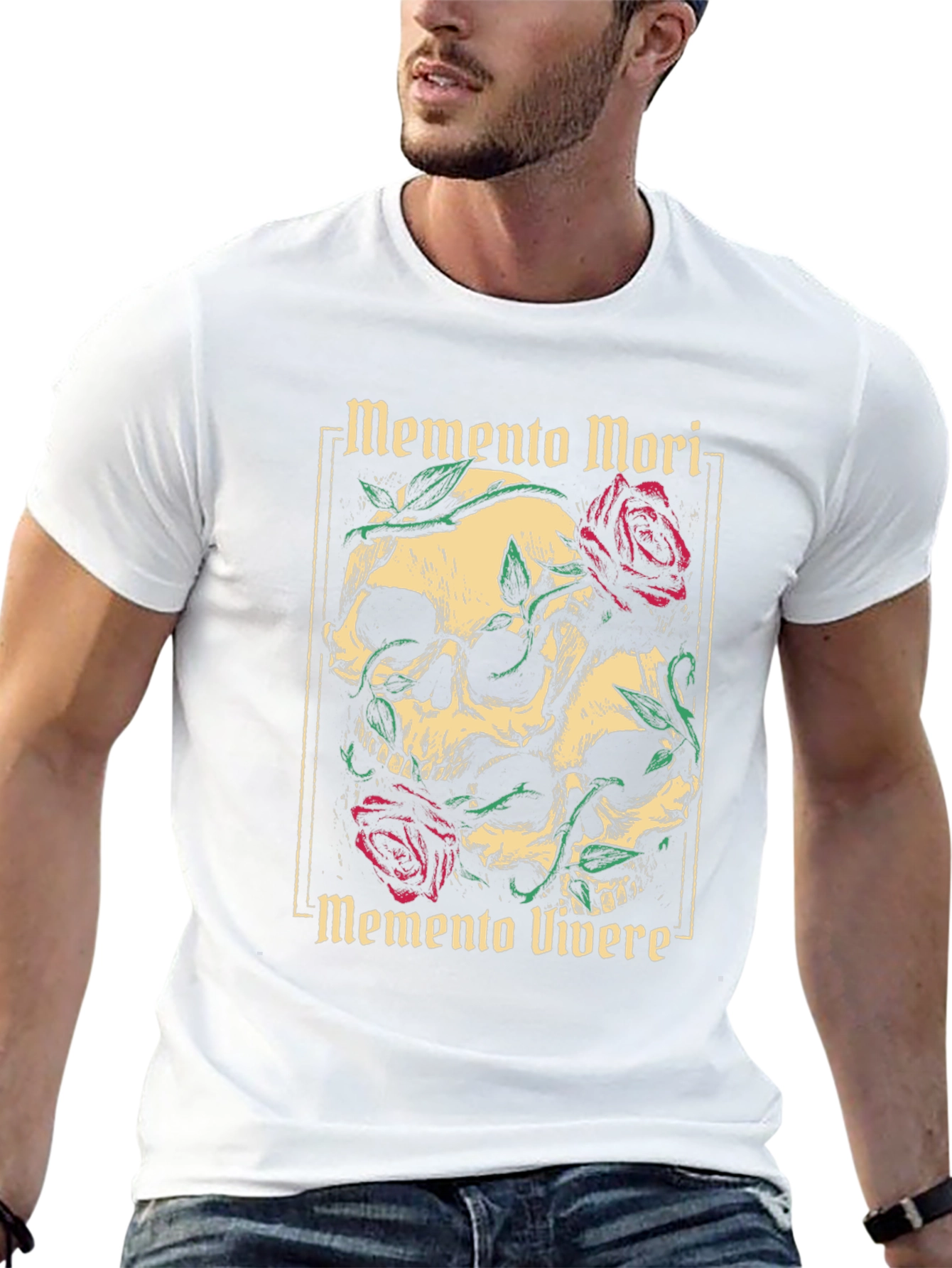 Memento Mori Skull & Roses Graphic Tee