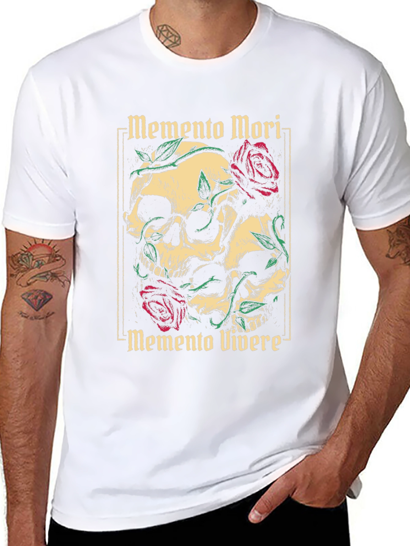 Memento Mori Skull & Roses Graphic Tee