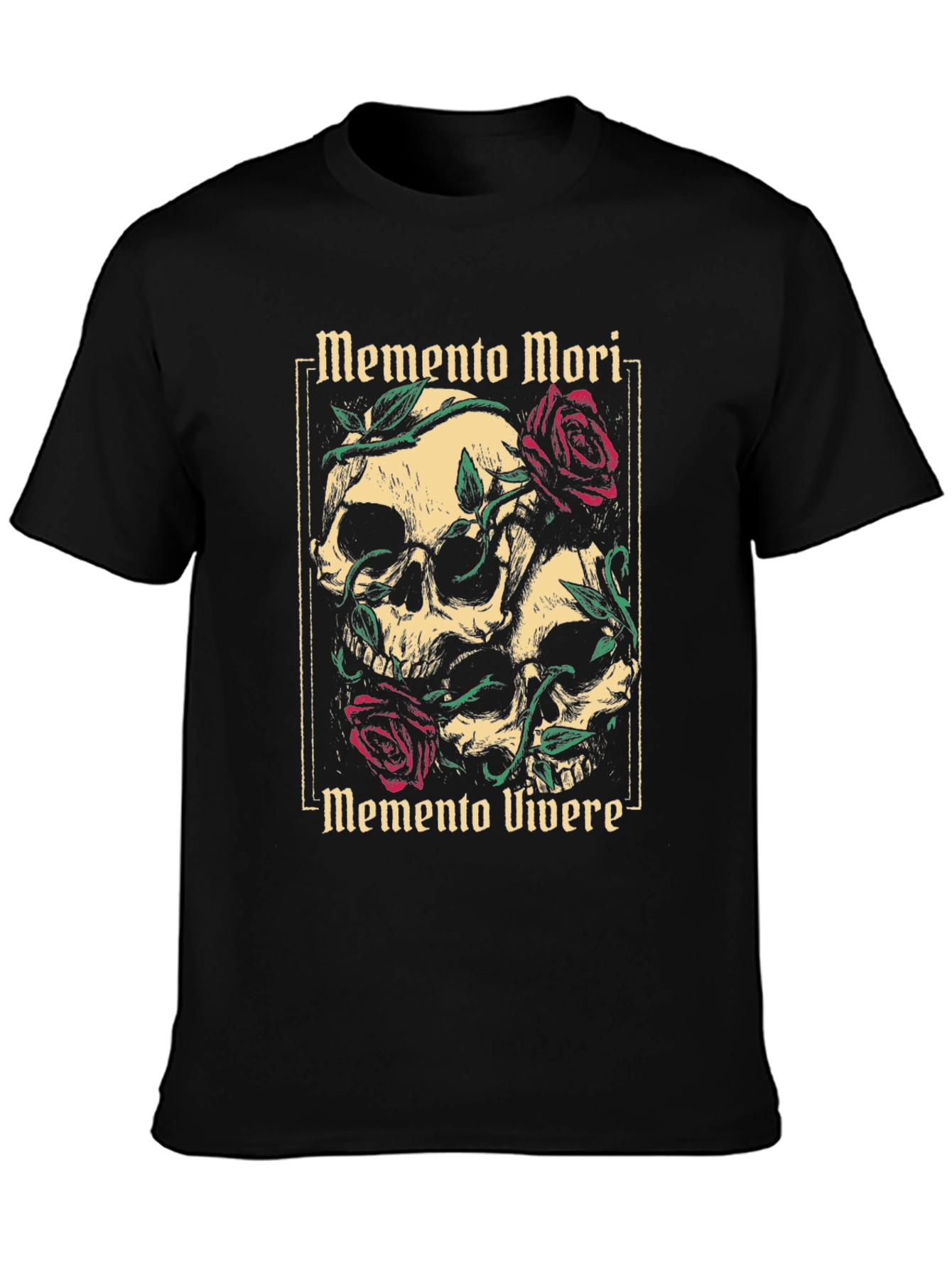 Memento Mori Skull & Roses Graphic Tee