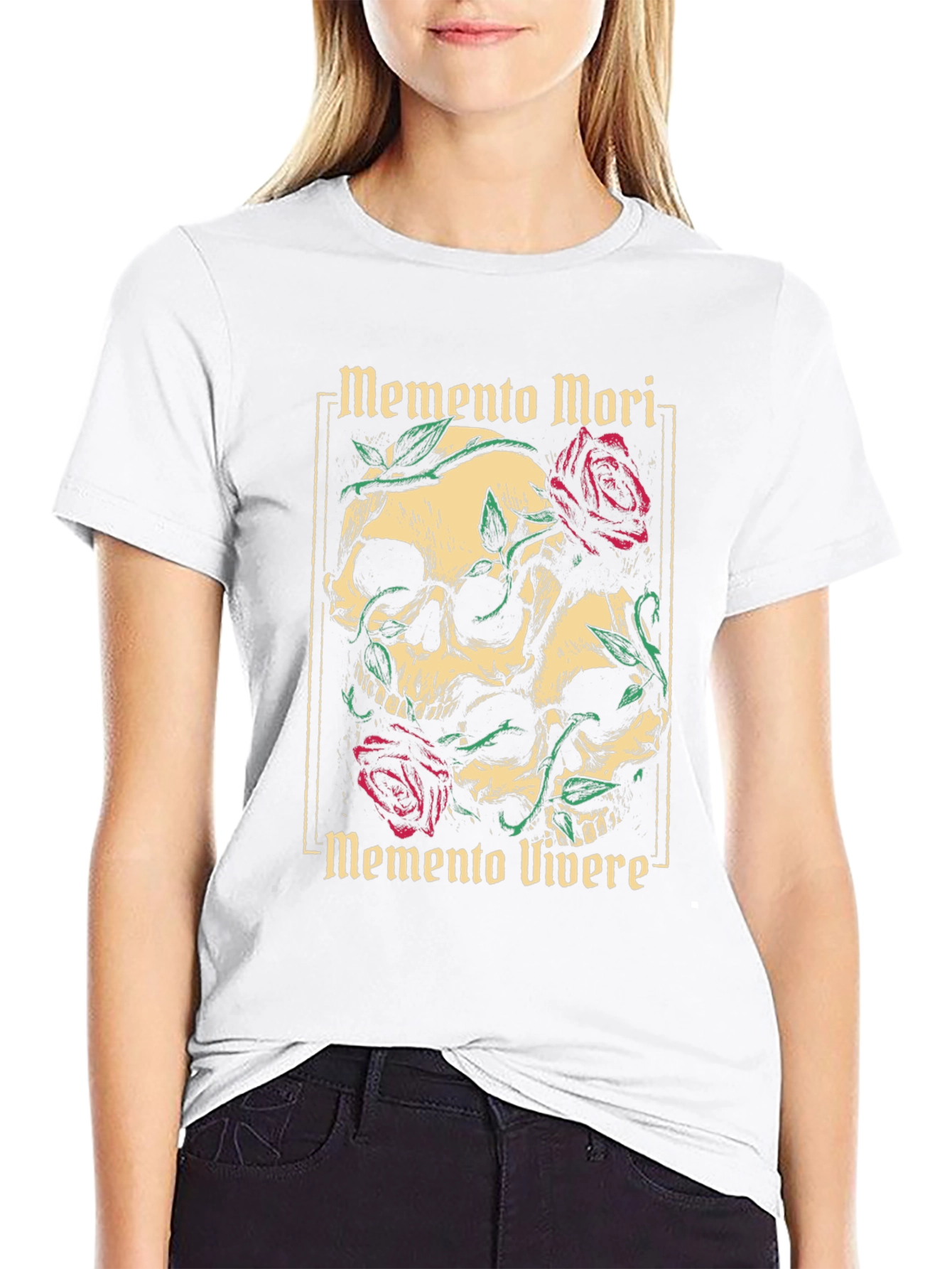 Memento Mori Skull & Roses Graphic Tee