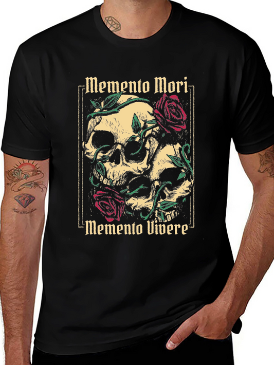 Memento Mori Skull & Roses Graphic Tee