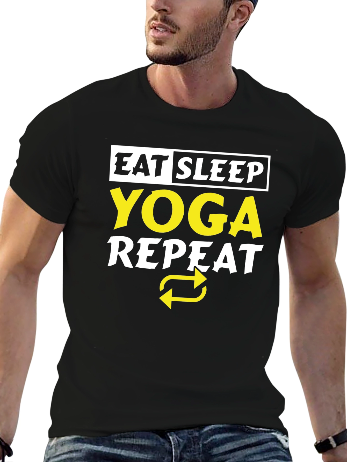 Eat Sleep Yoga Repeat Black T-Shirt
