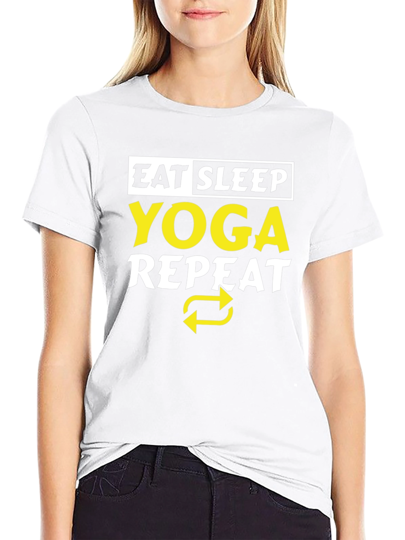 Eat Sleep Yoga Repeat Black T-Shirt