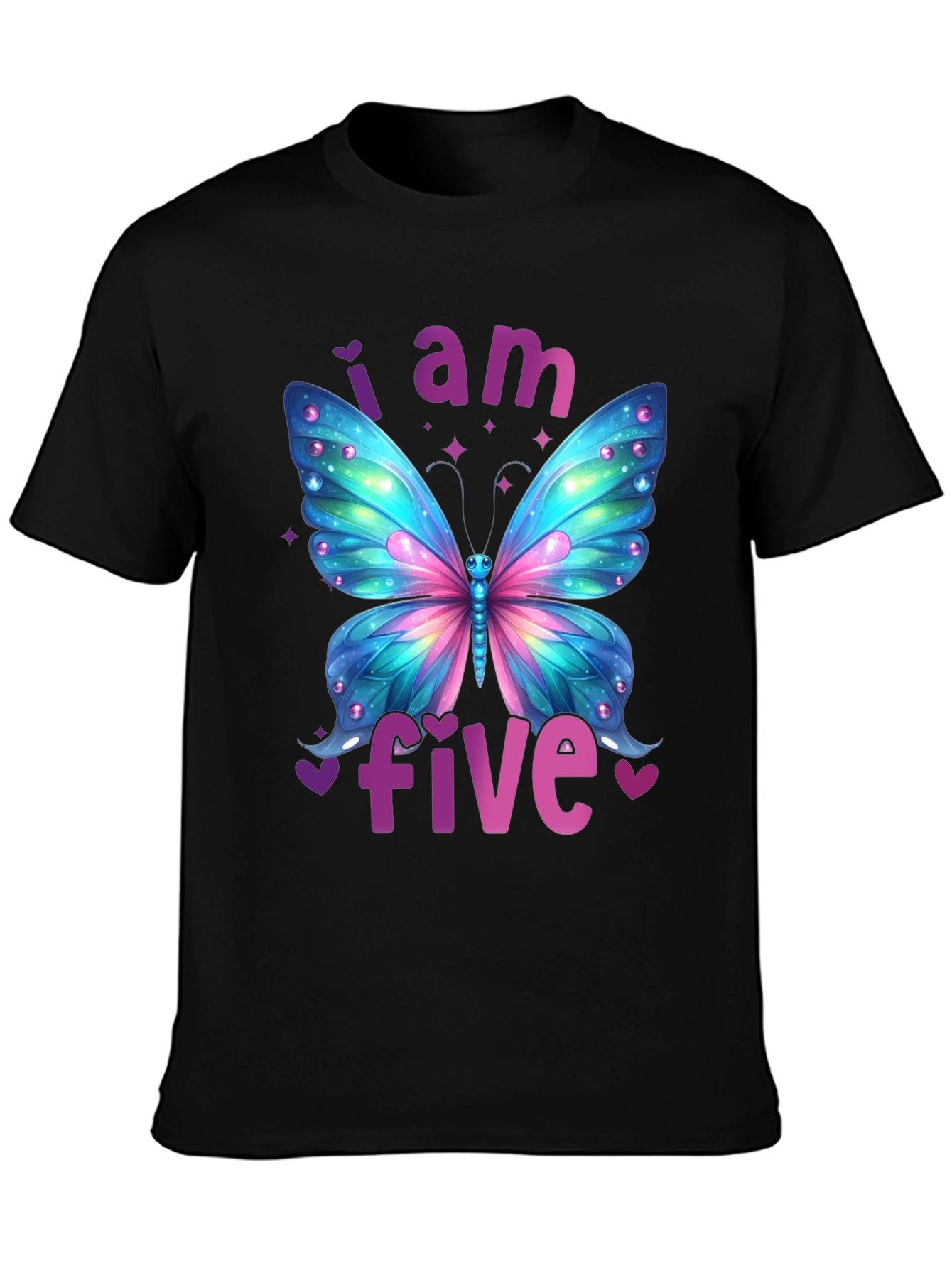 I Am Five Butterfly Birthday T-Shirt