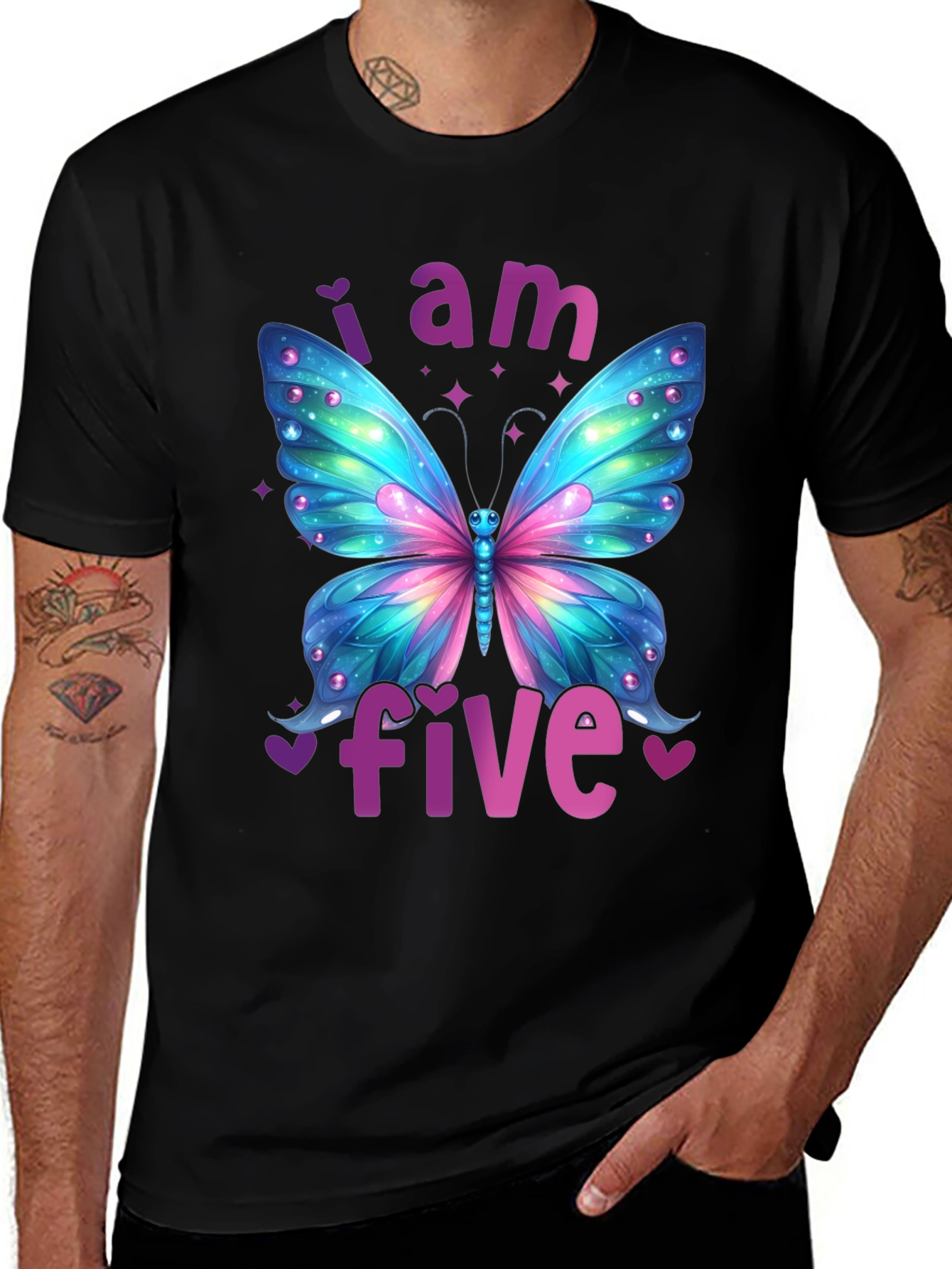 I Am Five Butterfly Birthday T-Shirt