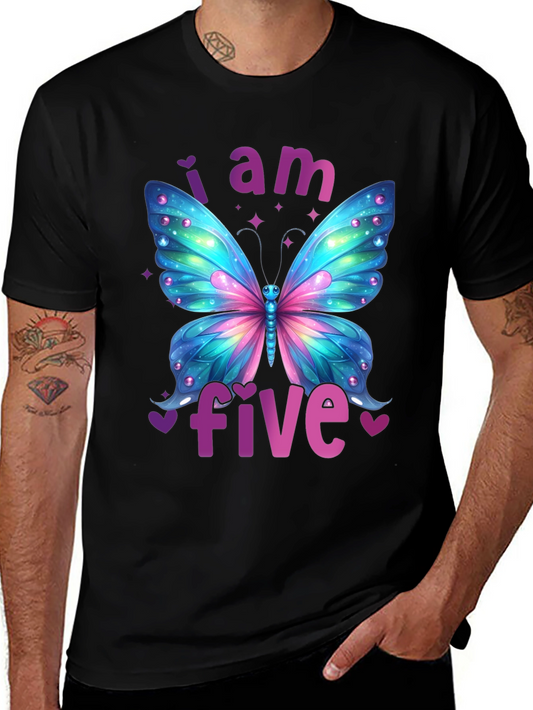 I Am Five Butterfly Birthday T-Shirt