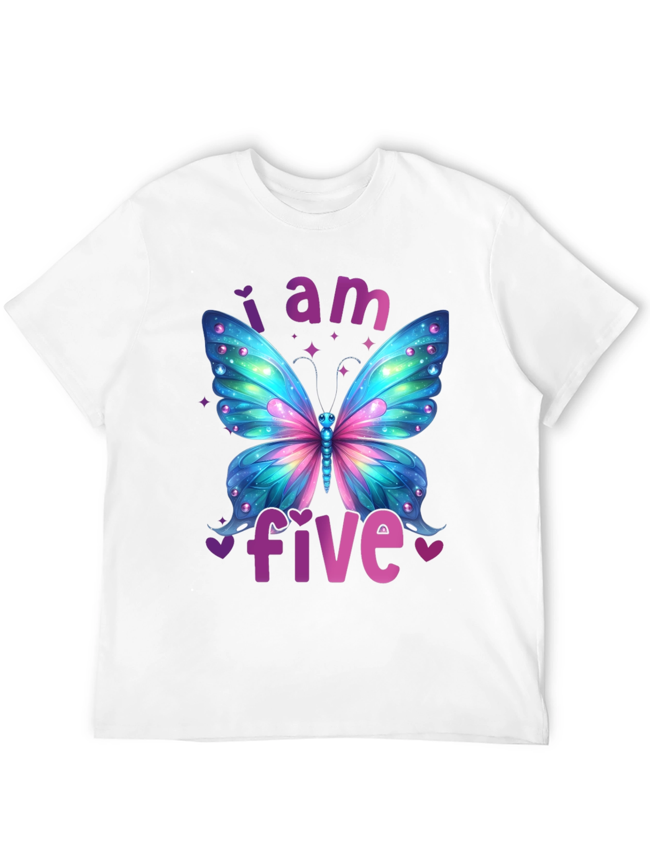 I Am Five Butterfly Birthday T-Shirt
