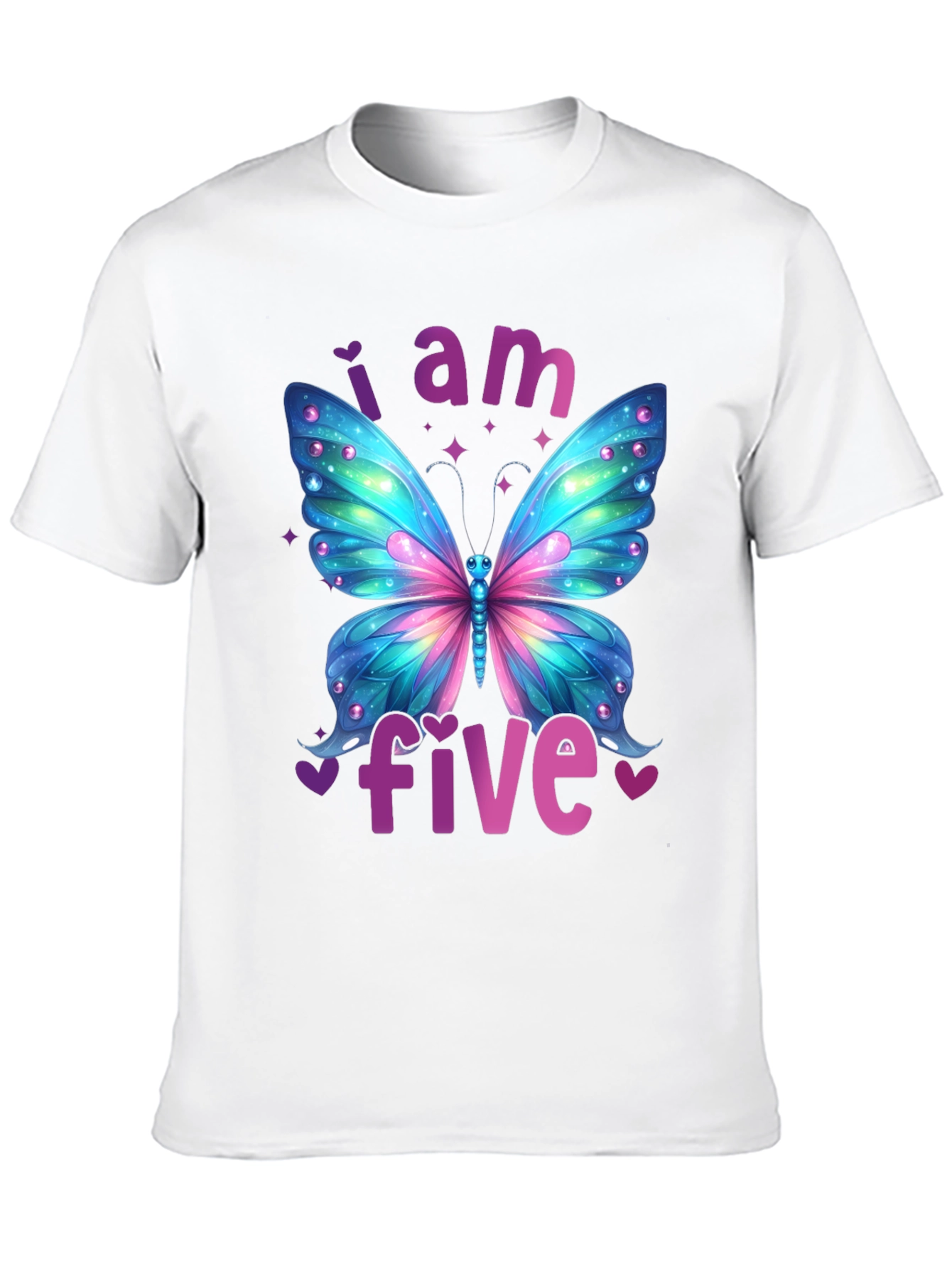 I Am Five Butterfly Birthday T-Shirt