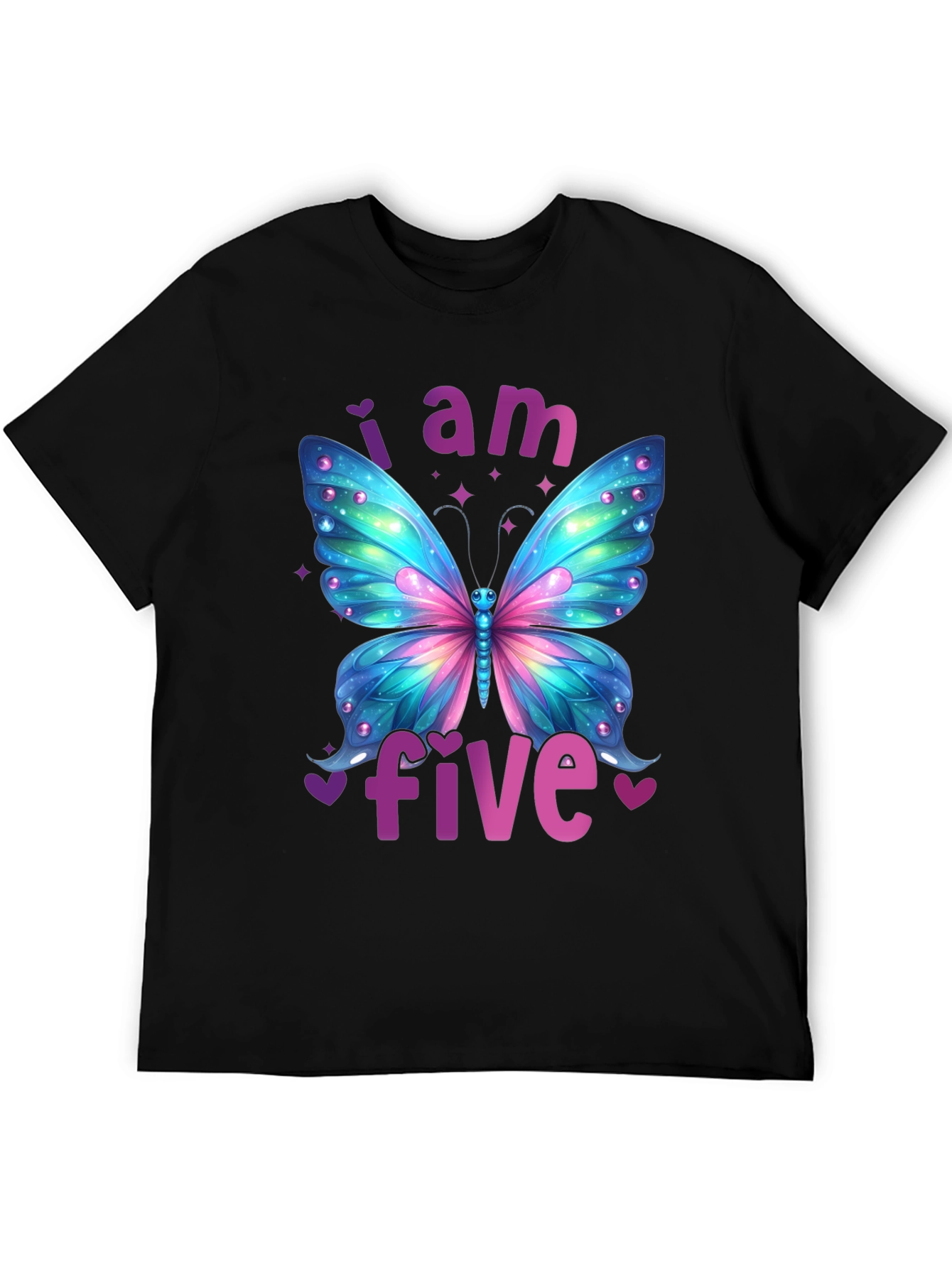 I Am Five Butterfly Birthday T-Shirt