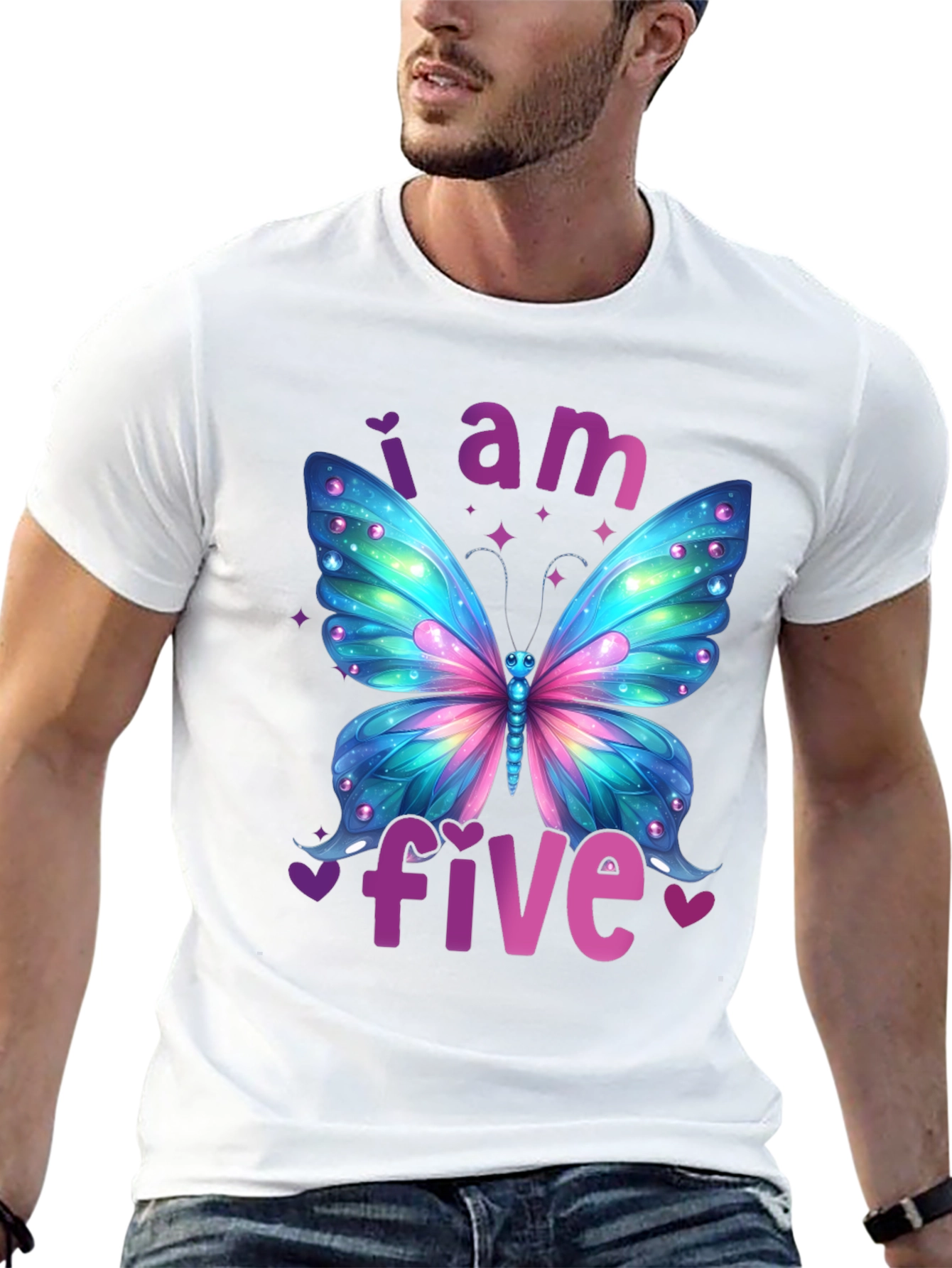 I Am Five Butterfly Birthday T-Shirt