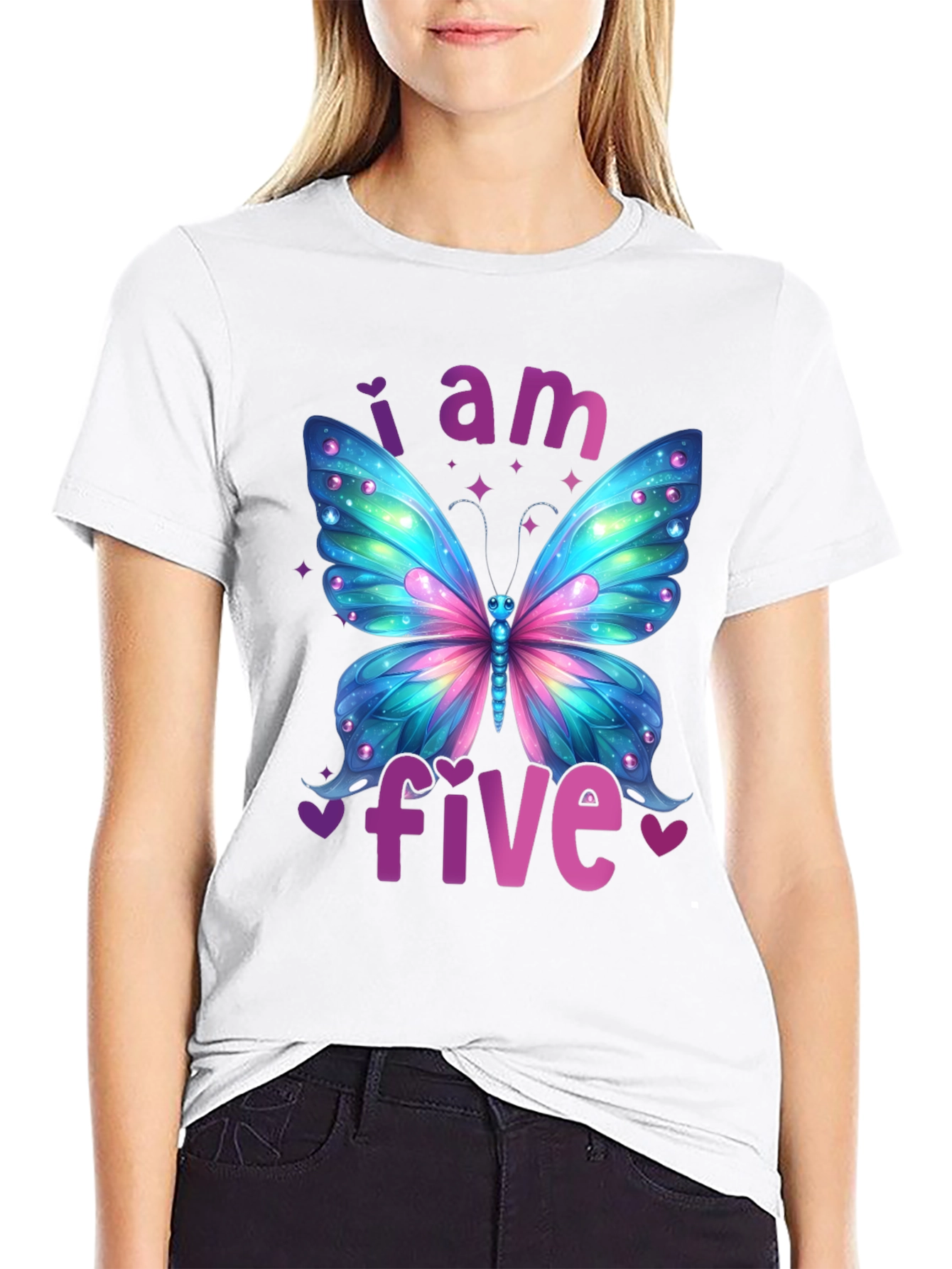 I Am Five Butterfly Birthday T-Shirt