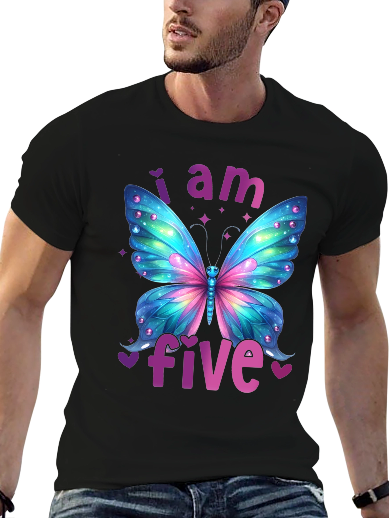 I Am Five Butterfly Birthday T-Shirt