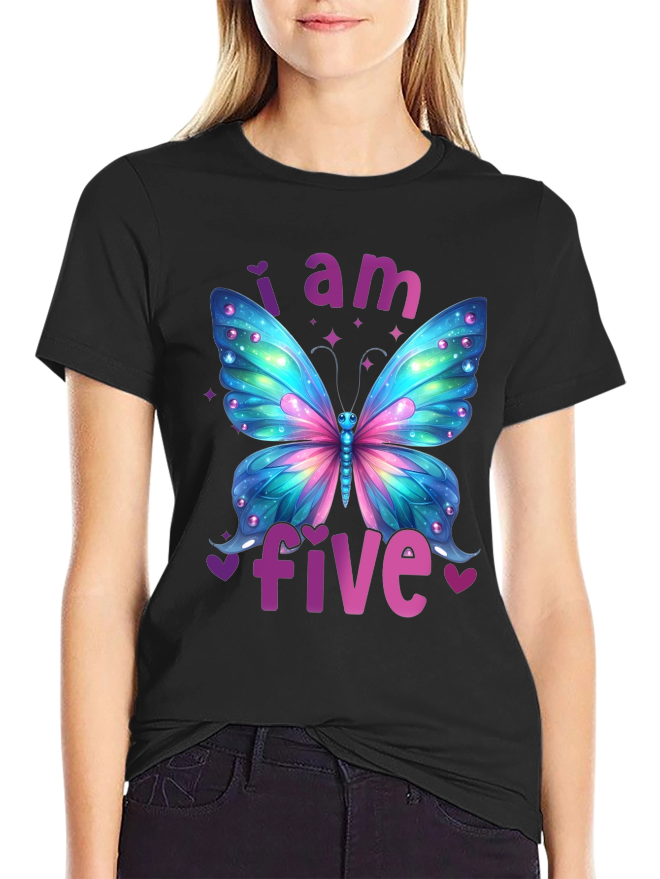 I Am Five Butterfly Birthday T-Shirt