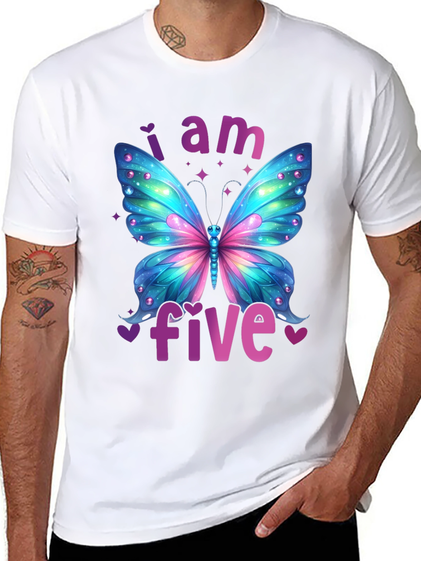 I Am Five Butterfly Birthday T-Shirt