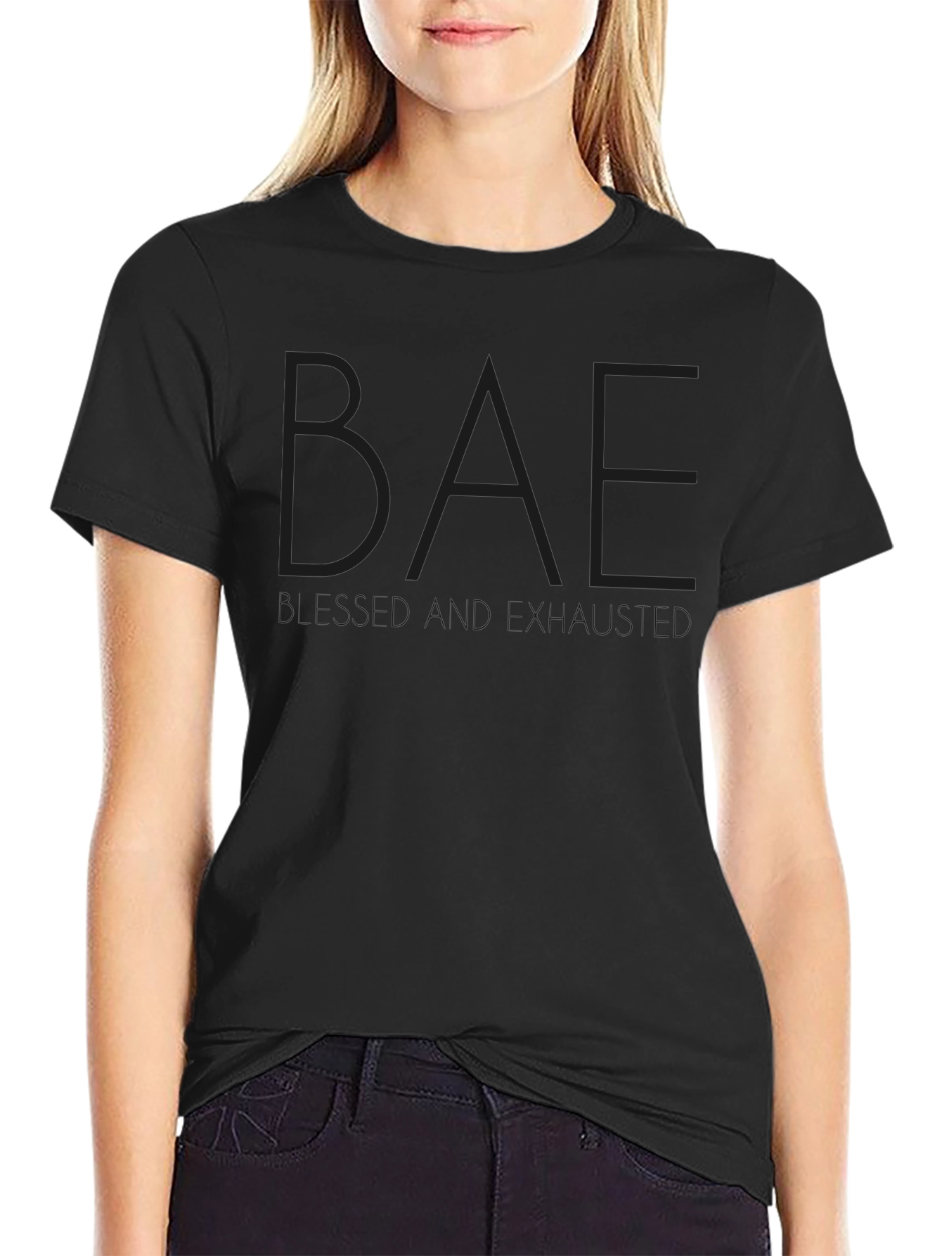 Black BAE T-Shirt - Soft Cotton Blend Casual Tee