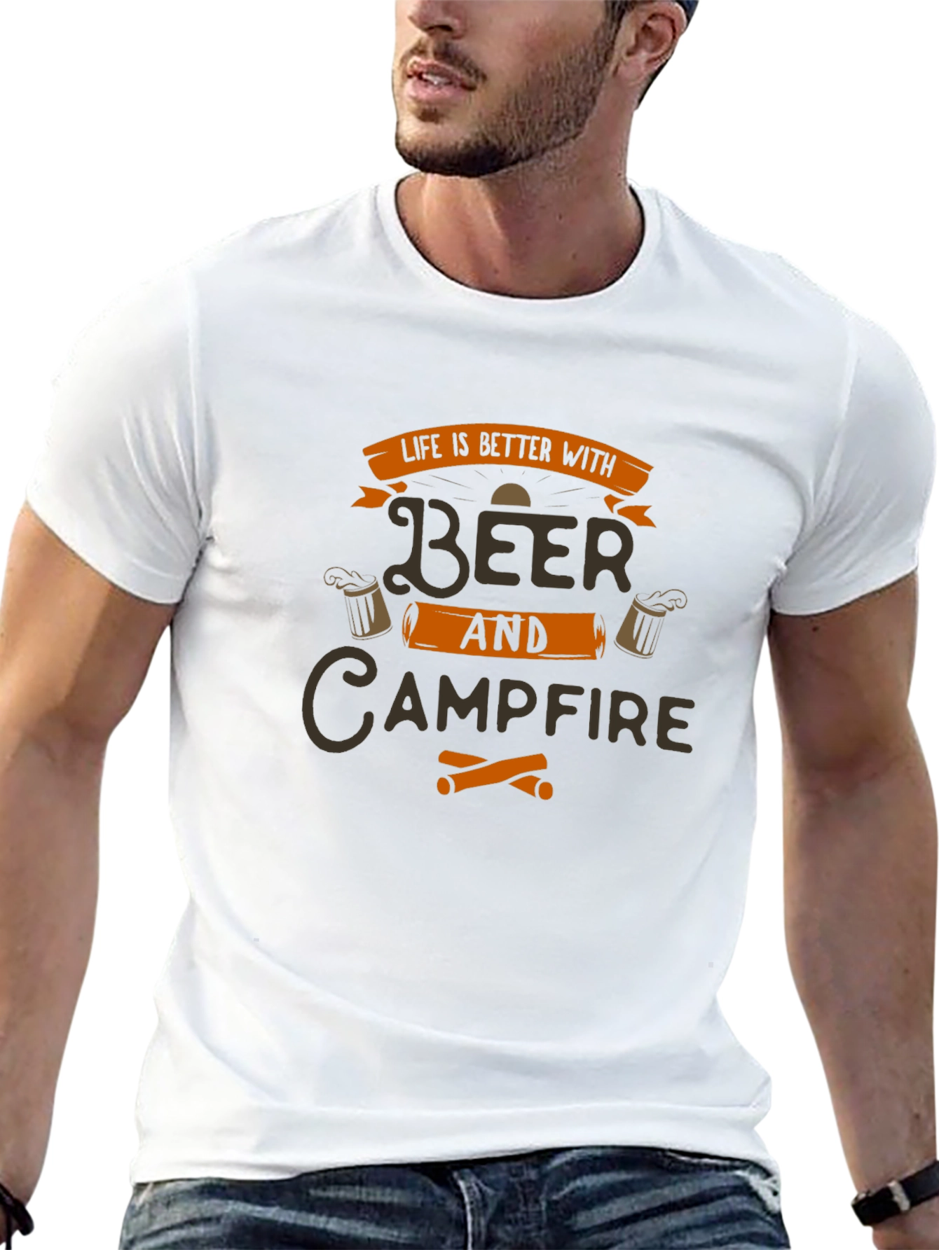 Beer and Campfire Graphic T-Shirt