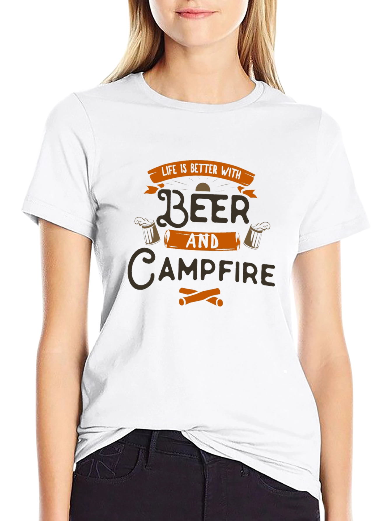 Beer and Campfire Graphic T-Shirt