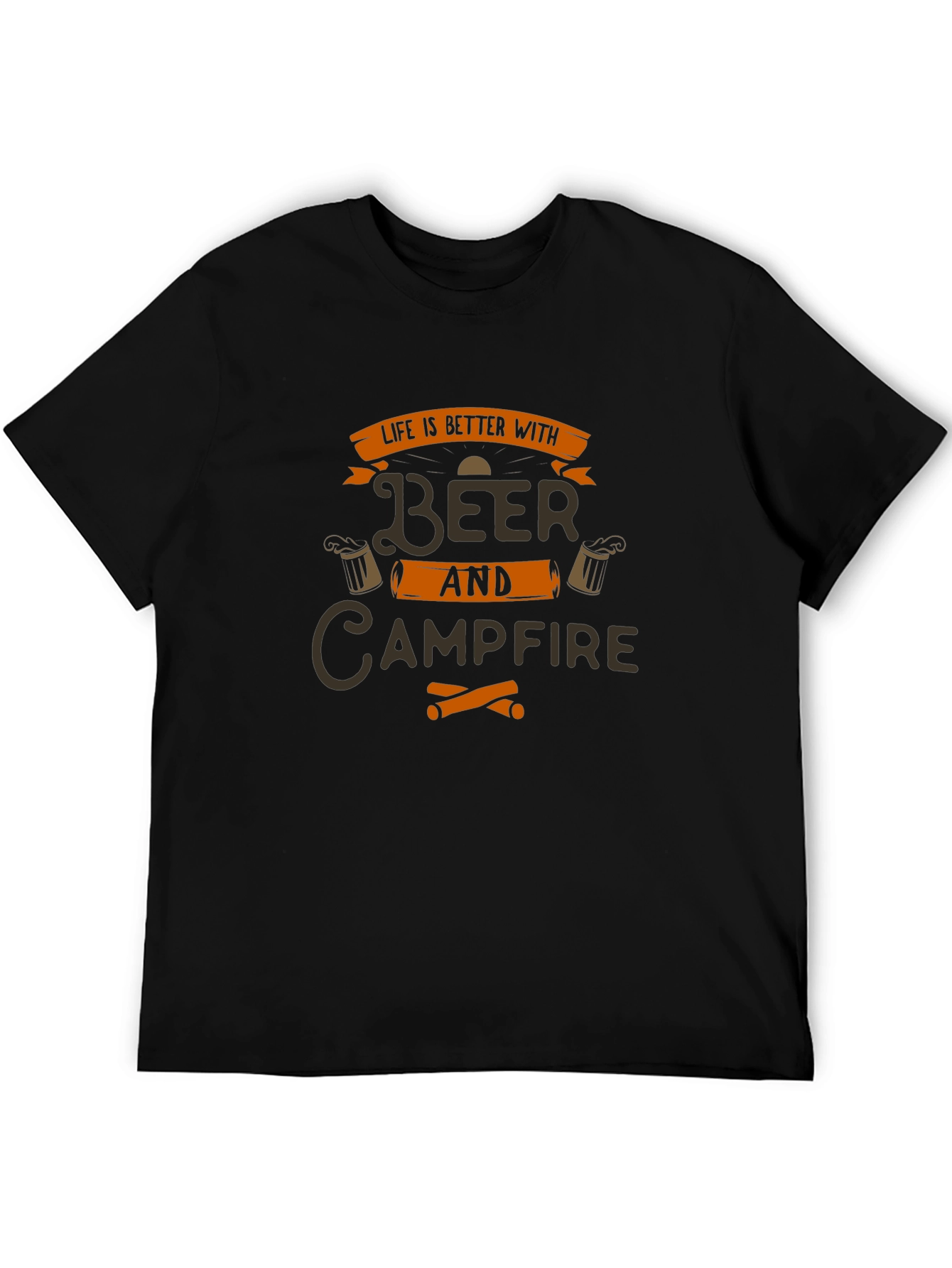 Beer and Campfire Graphic T-Shirt
