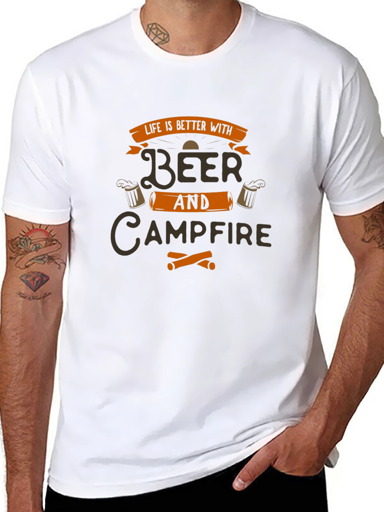 Beer and Campfire Graphic T-Shirt