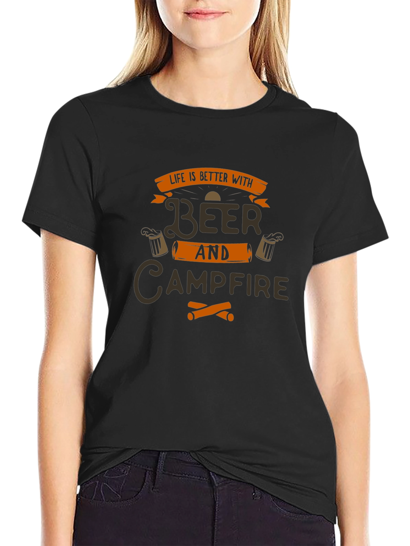 Beer and Campfire Graphic T-Shirt