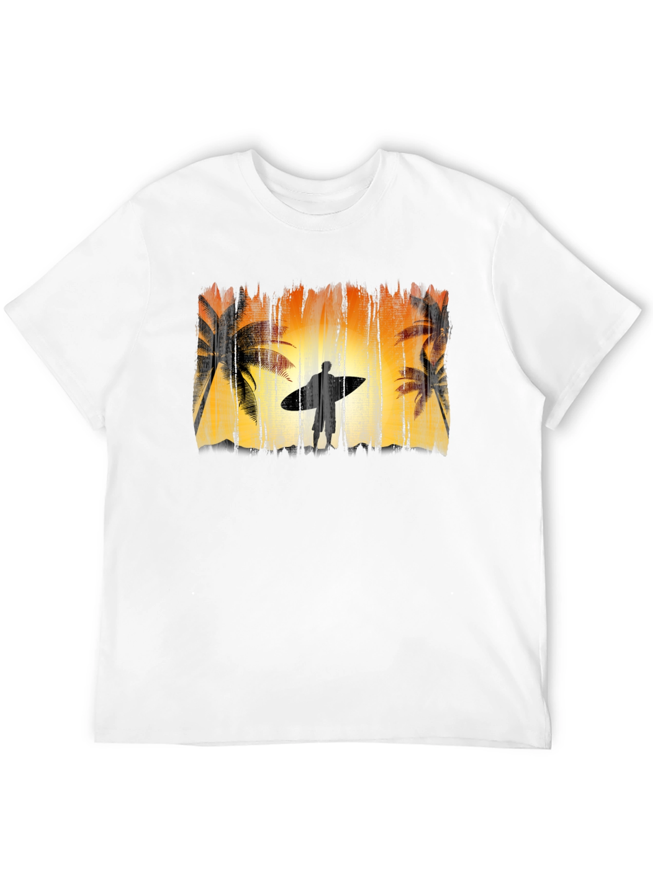 Surfer Silhouette Graphic Tee - Black Cotton T-Shirt