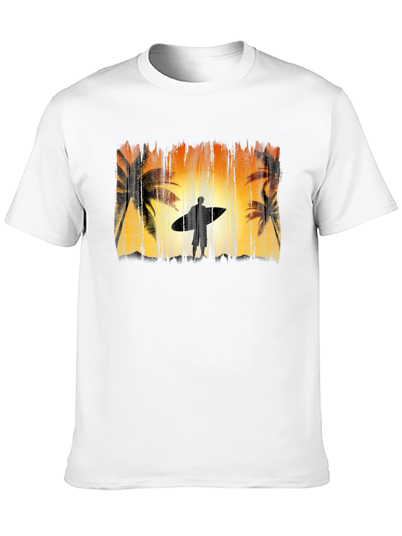 Surfer Silhouette Graphic Tee - Black Cotton T-Shirt