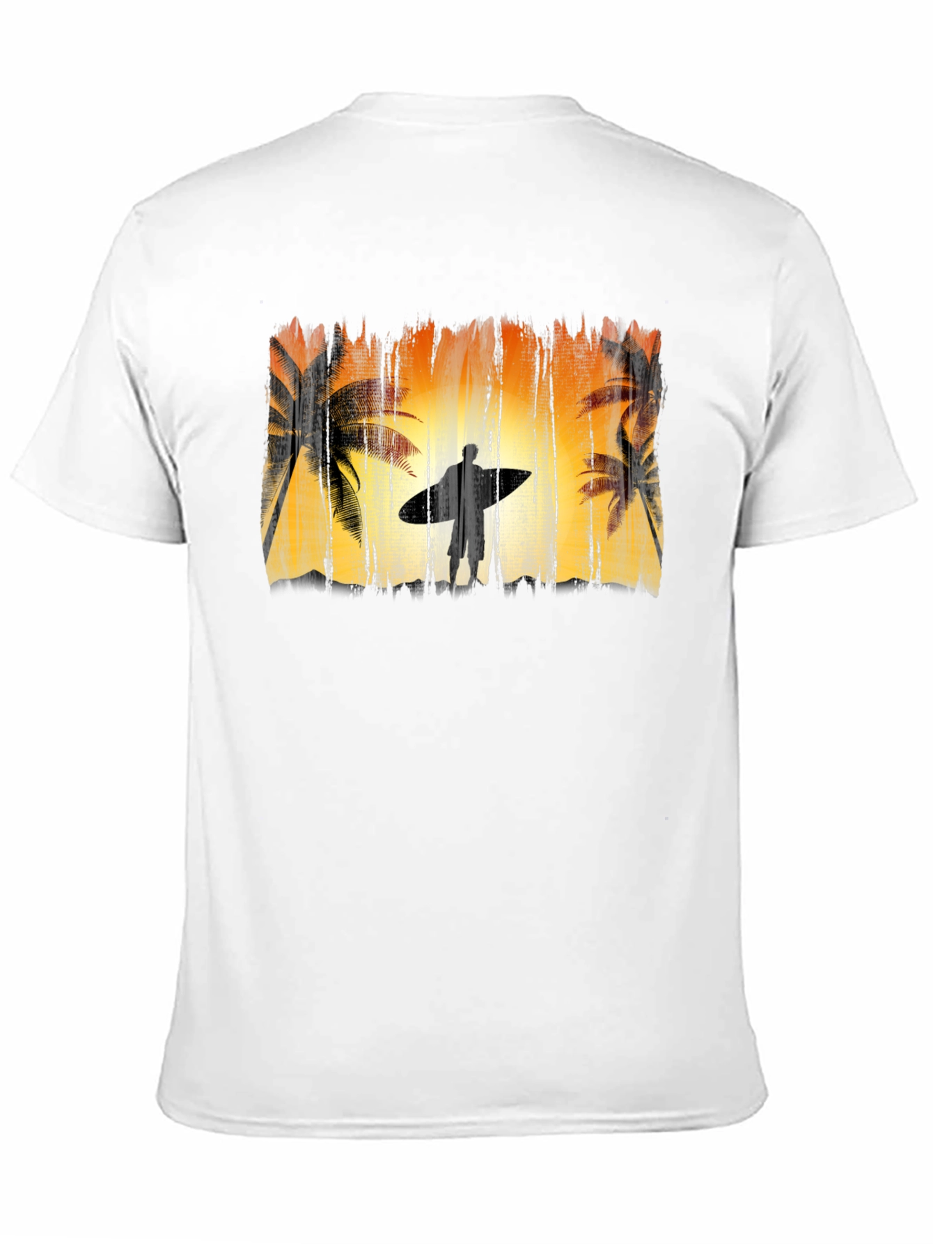 Surfer Silhouette Graphic Tee - Black Cotton T-Shirt