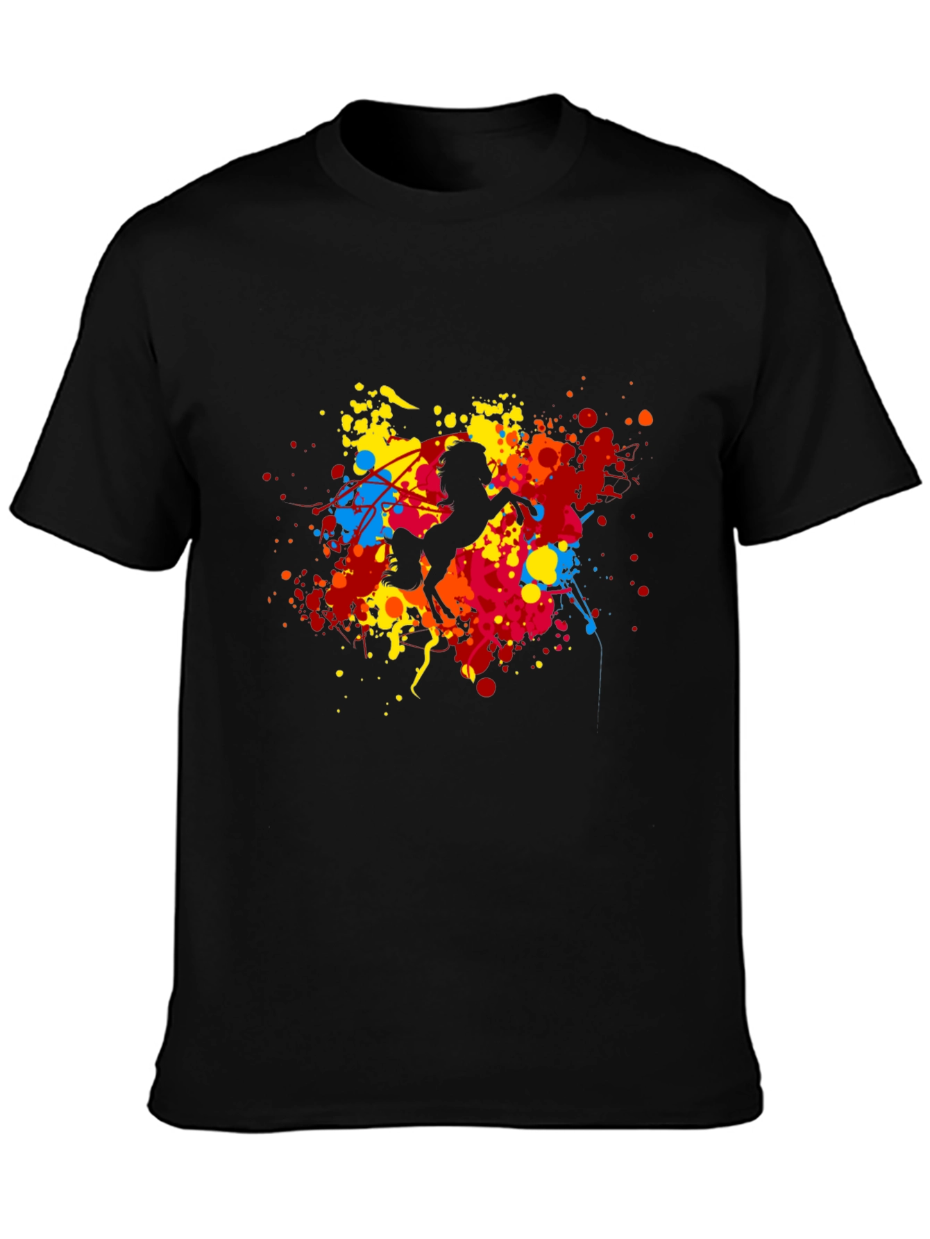 Vibrant Horse Graphic Black T-Shirt