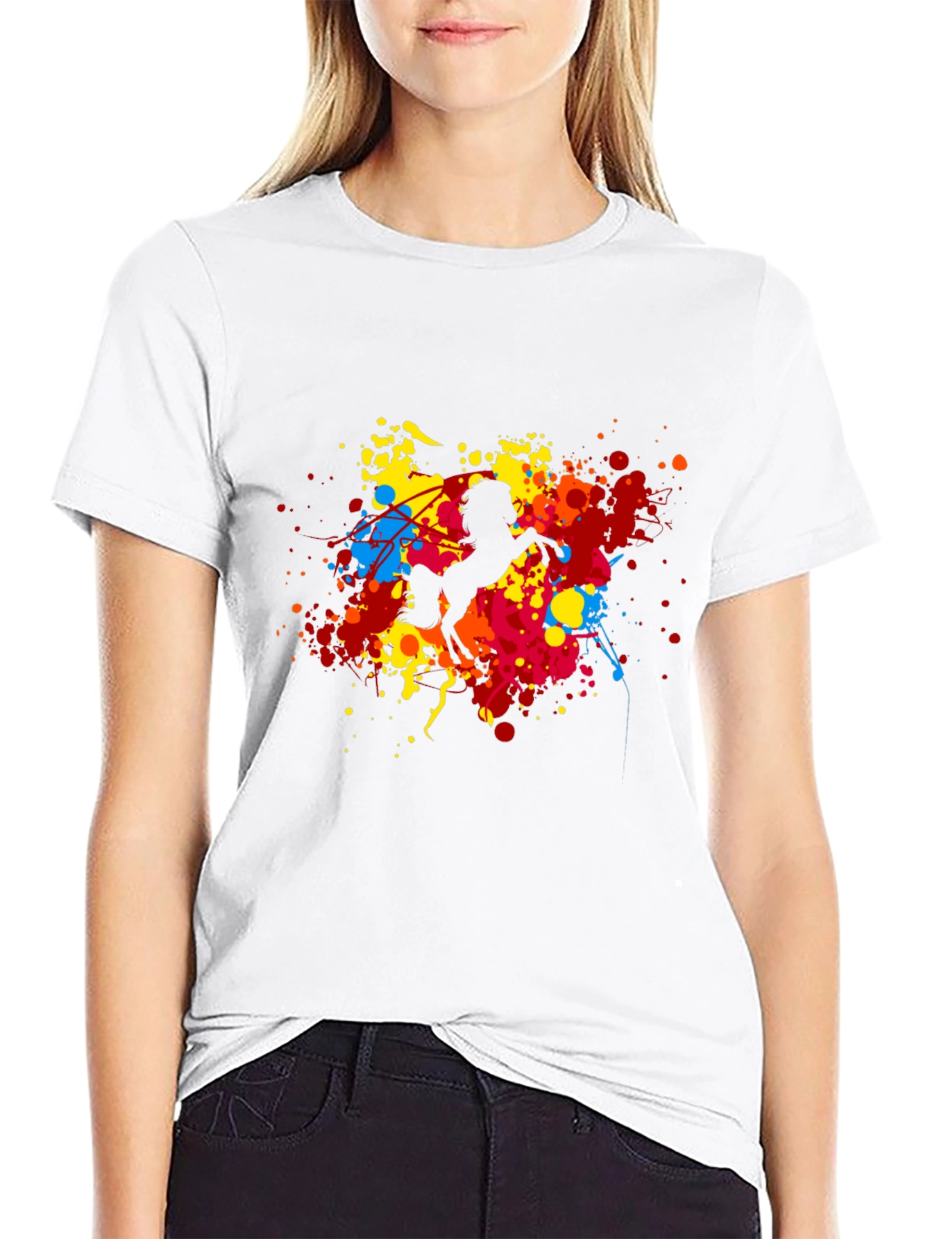 Vibrant Horse Graphic Black T-Shirt