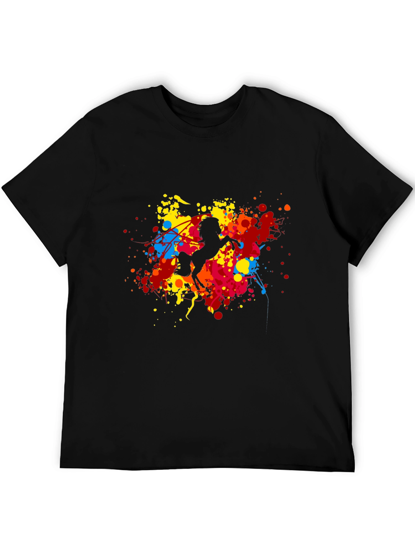 Vibrant Horse Graphic Black T-Shirt