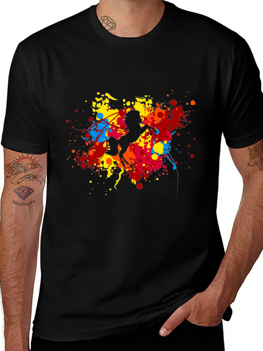 Vibrant Horse Graphic Black T-Shirt