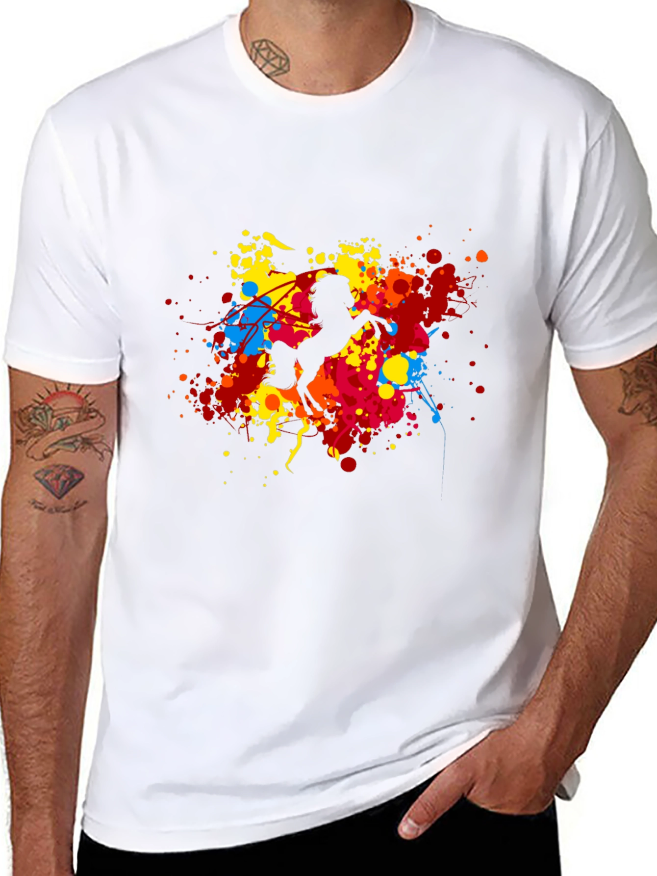 Vibrant Horse Graphic Black T-Shirt