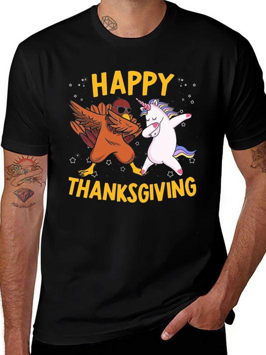 Happy Thanksgiving Dabbing Turkey Unicorn Graphic Tee