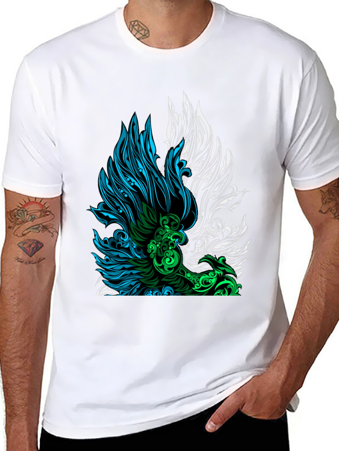 Abstract Graphic Print Mens Black T-Shirt