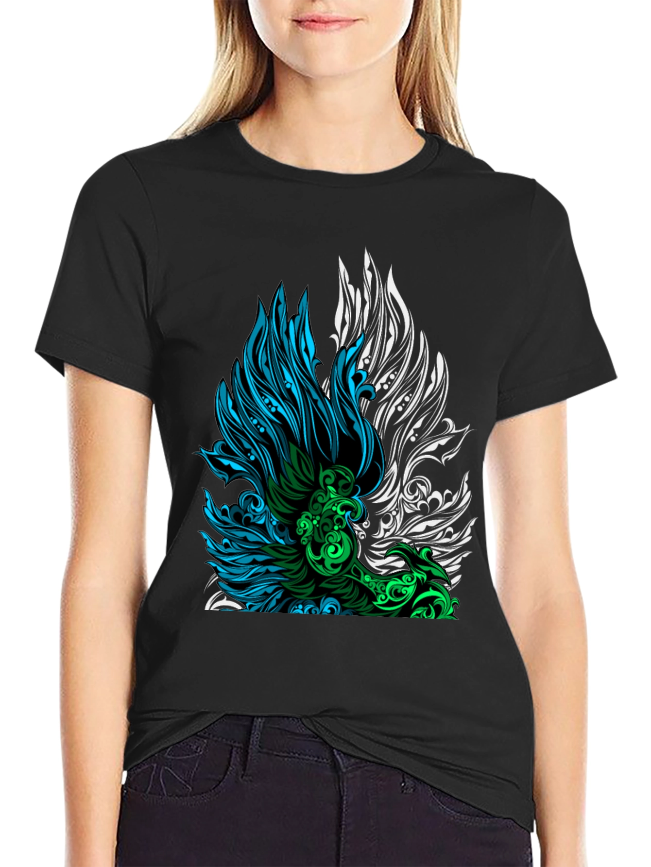 Abstract Graphic Print Mens Black T-Shirt