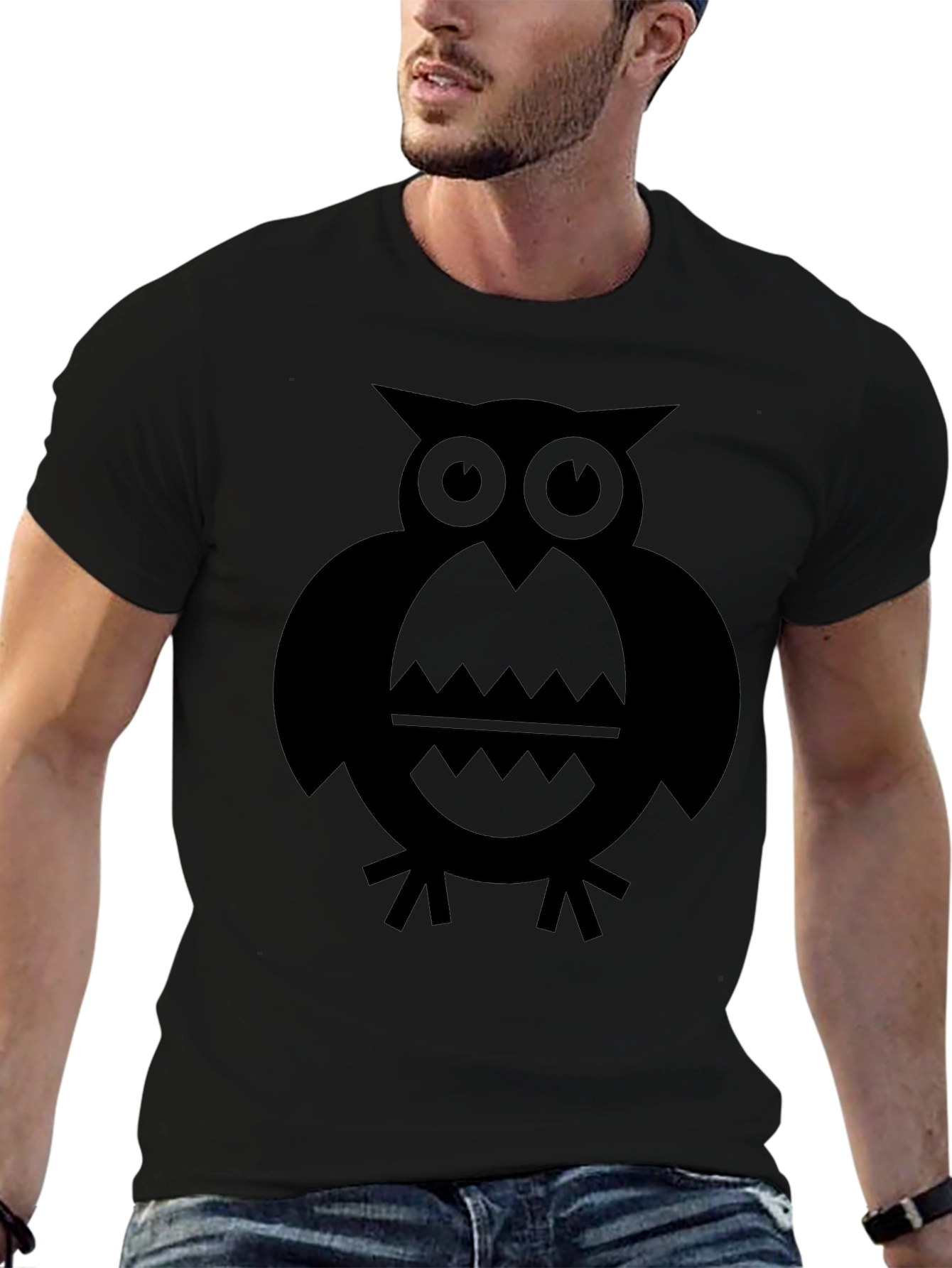 Black Owl Graphic T-Shirt - Mens Crew Neck Tee