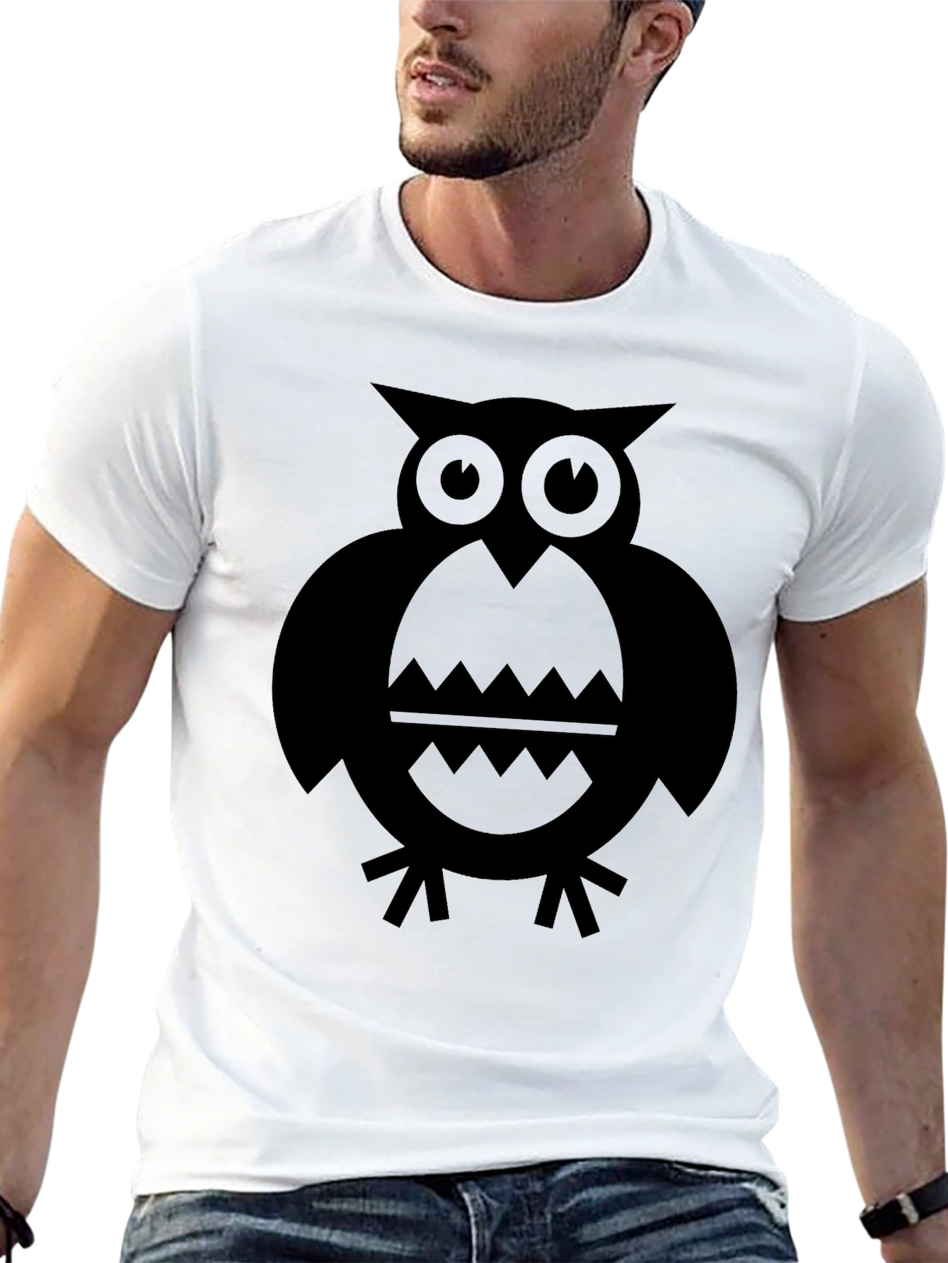 Black Owl Graphic T-Shirt - Mens Crew Neck Tee