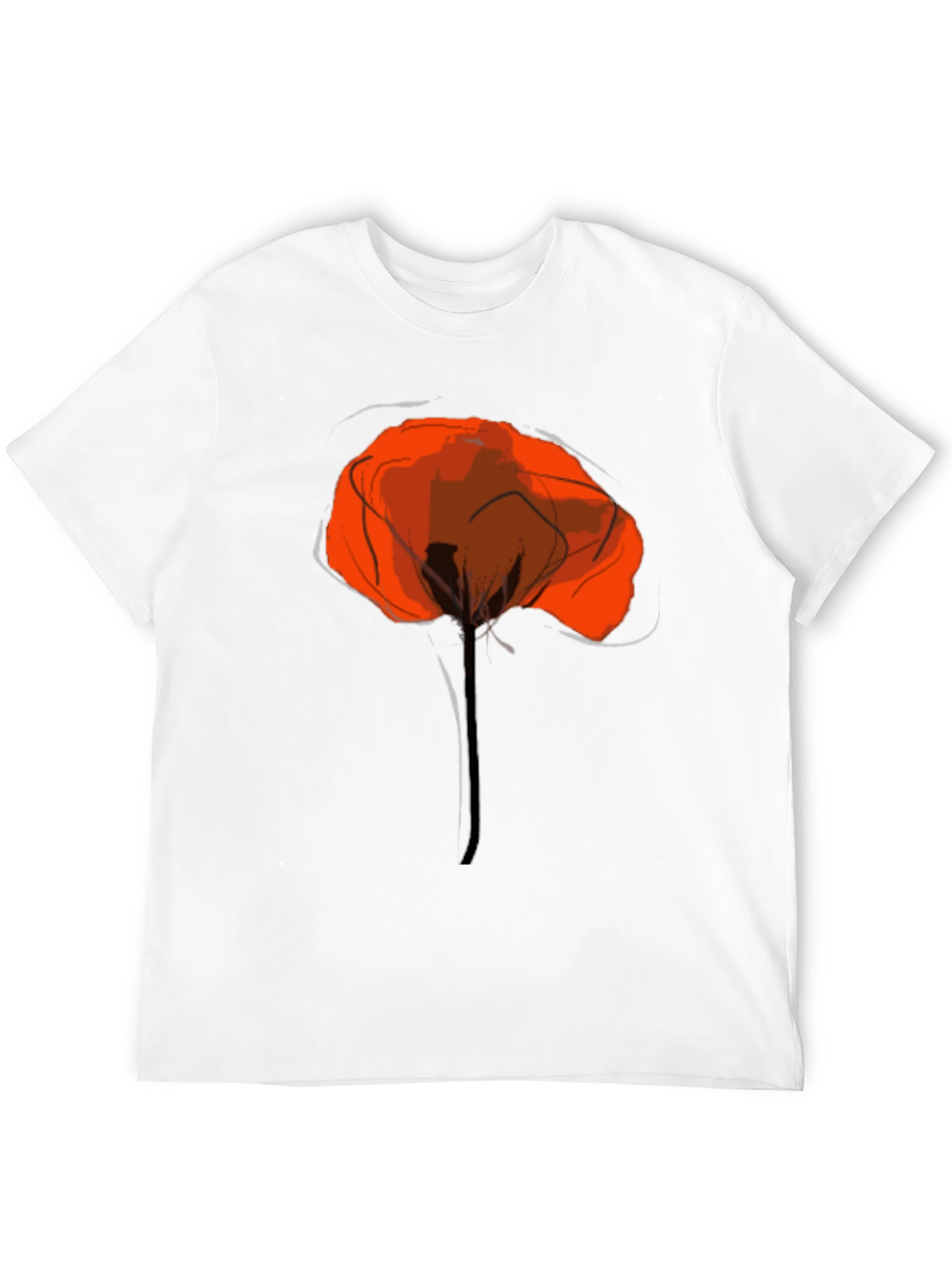 Abstract Poppy Graphic Print Black T-Shirt