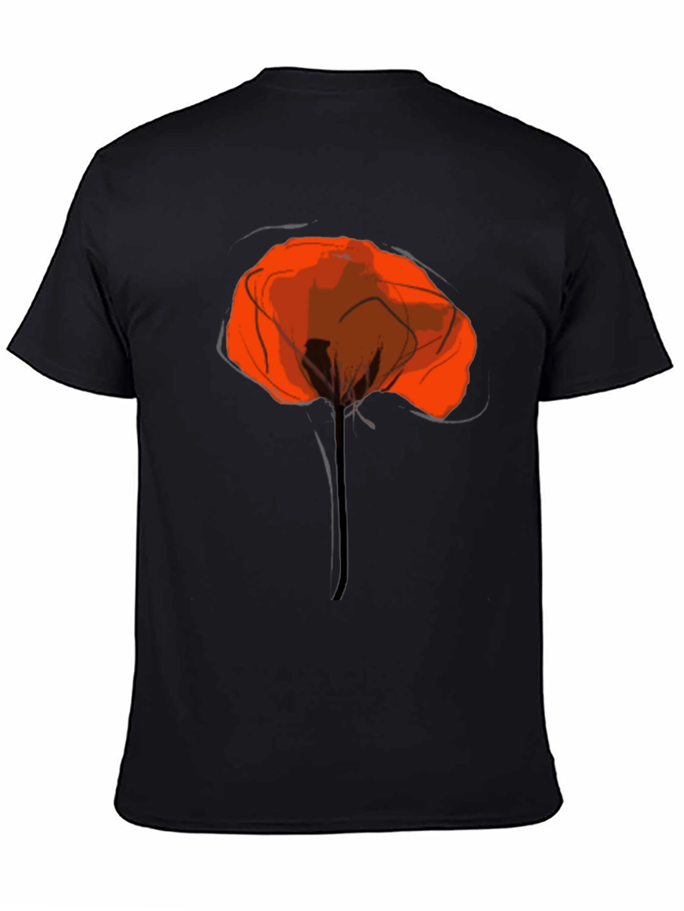 Abstract Poppy Graphic Print Black T-Shirt