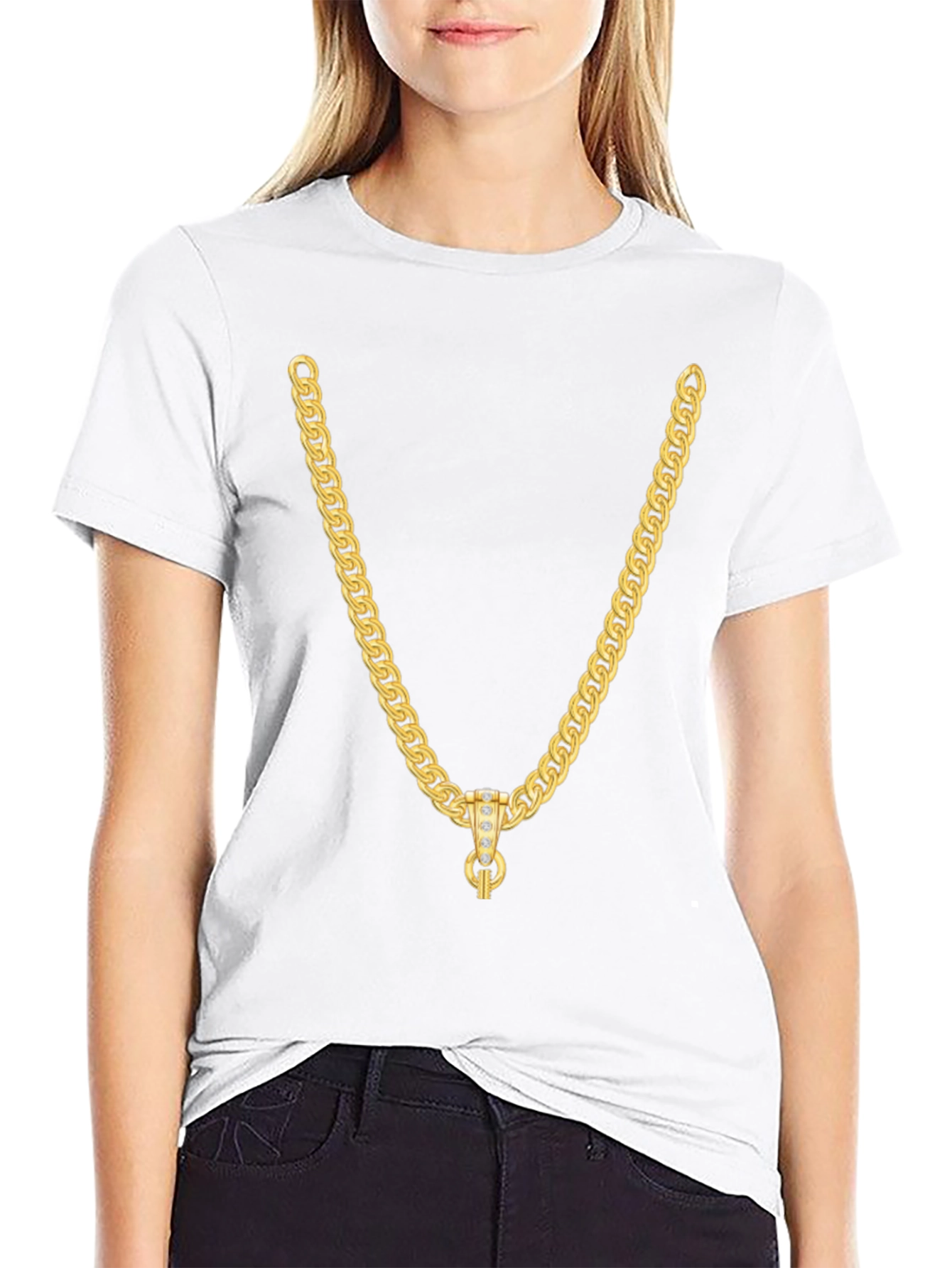 Gold Chain Graphic Black T-Shirt
