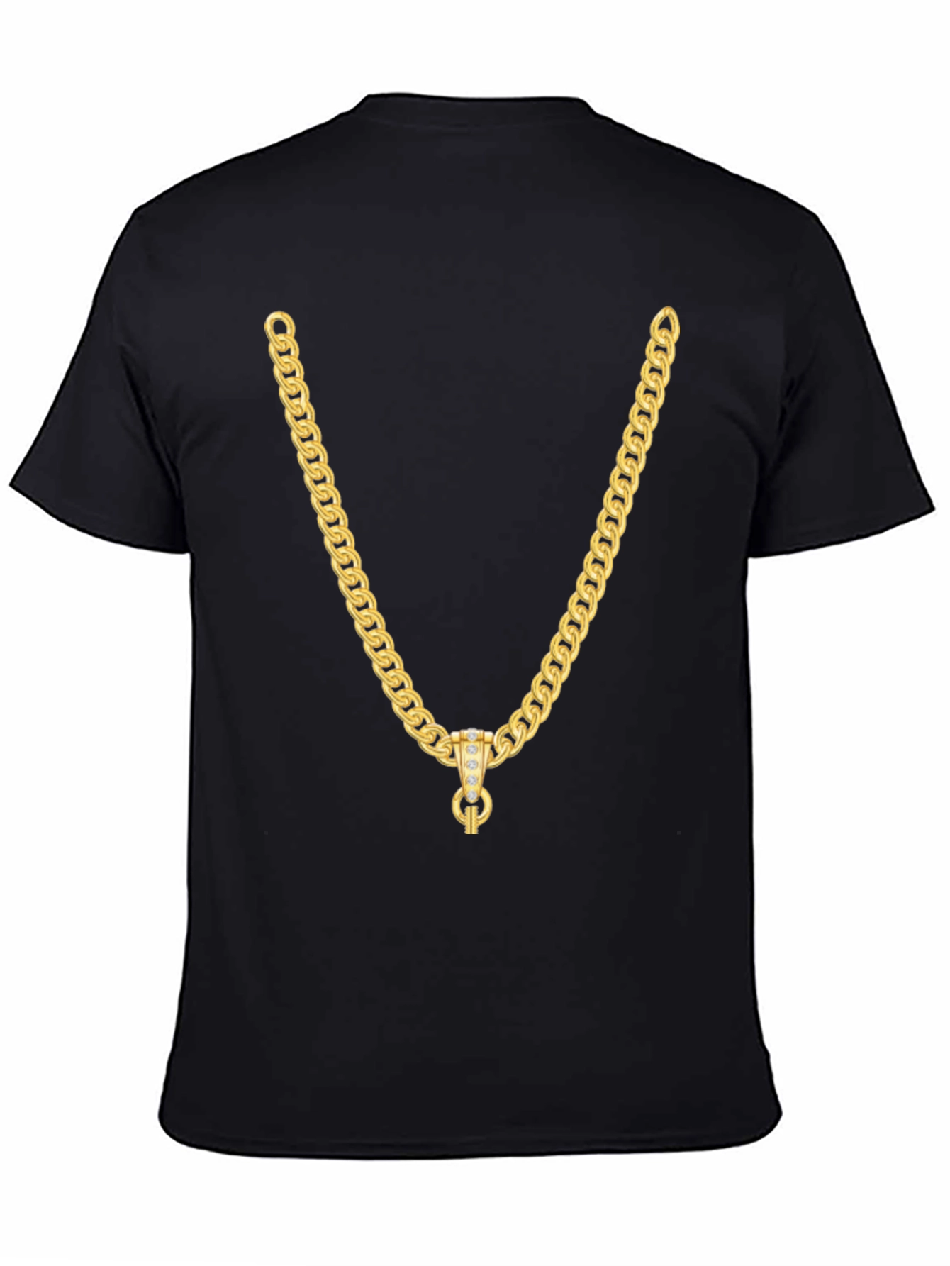 Gold Chain Graphic Black T-Shirt