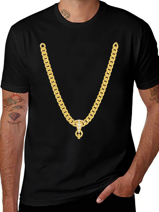 Gold Chain Graphic Black T-Shirt