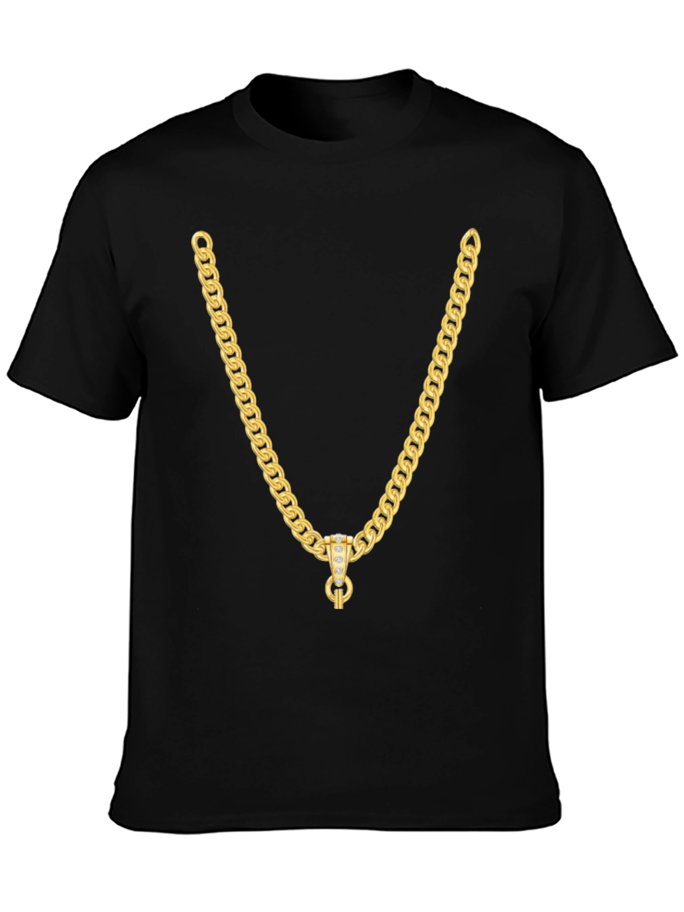 Gold Chain Graphic Black T-Shirt