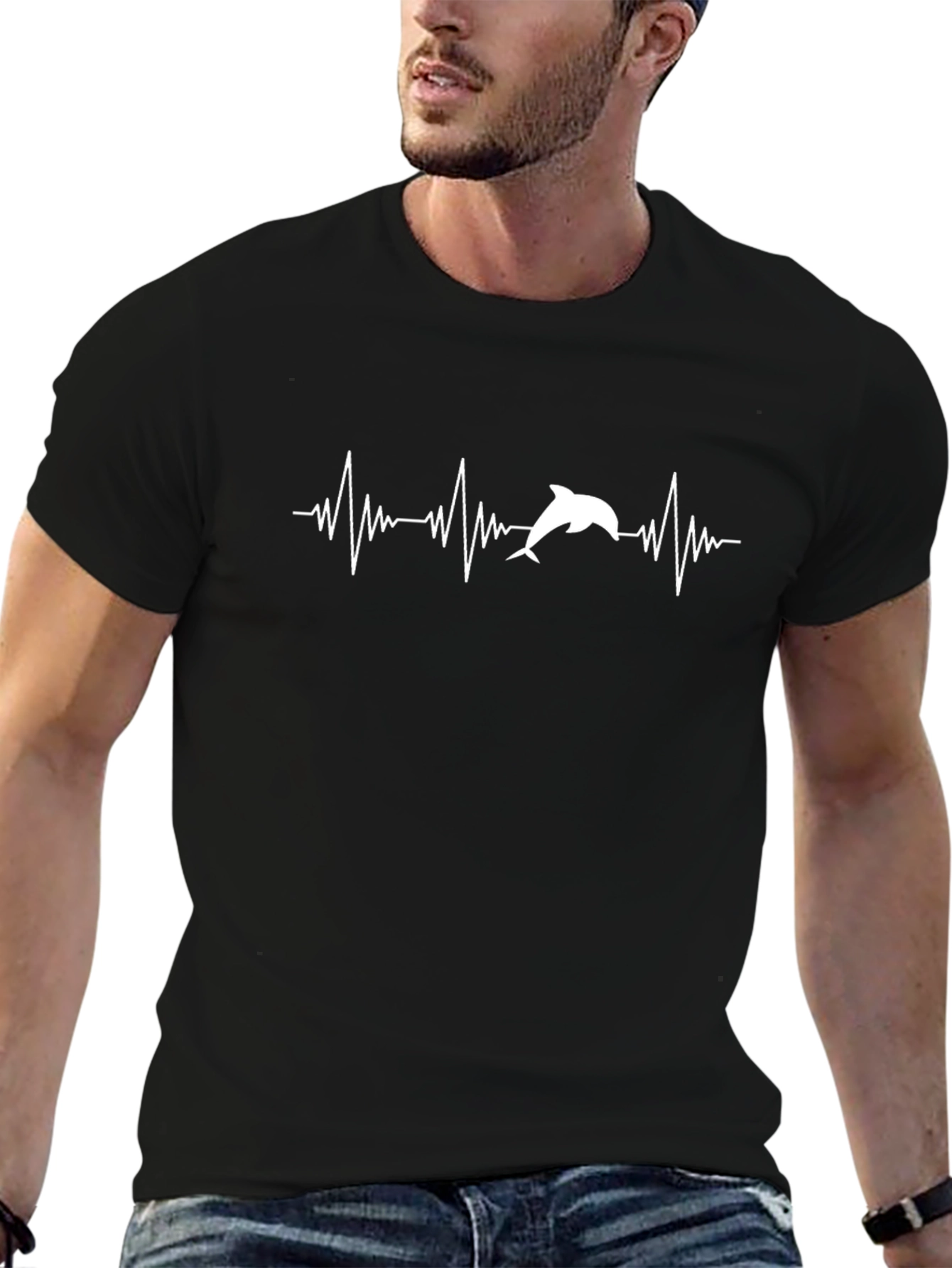 Dolphin Heartbeat Graphic Tee - Casual Comfort