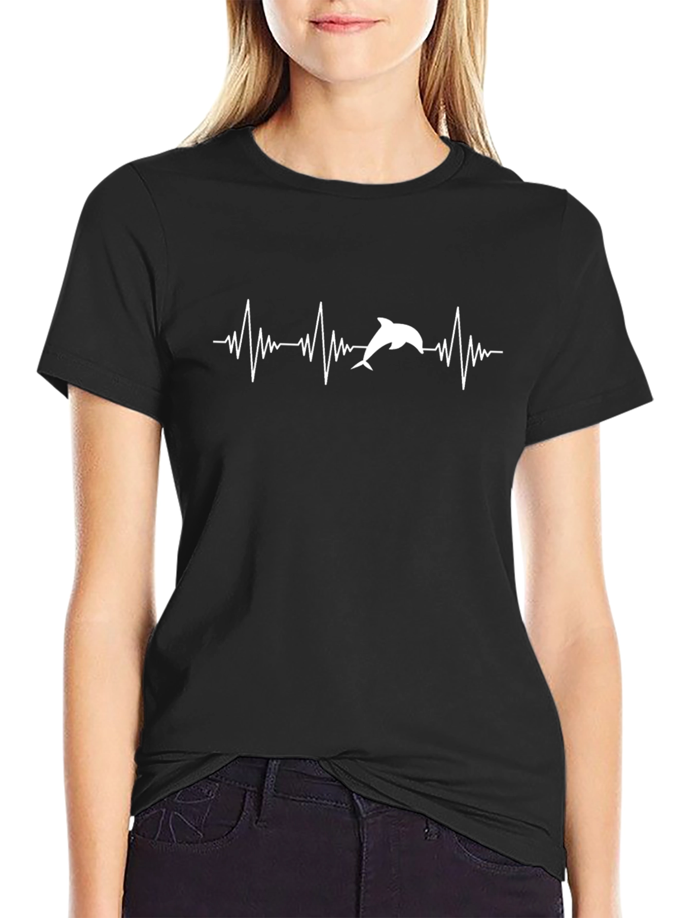 Dolphin Heartbeat Graphic Tee - Casual Comfort
