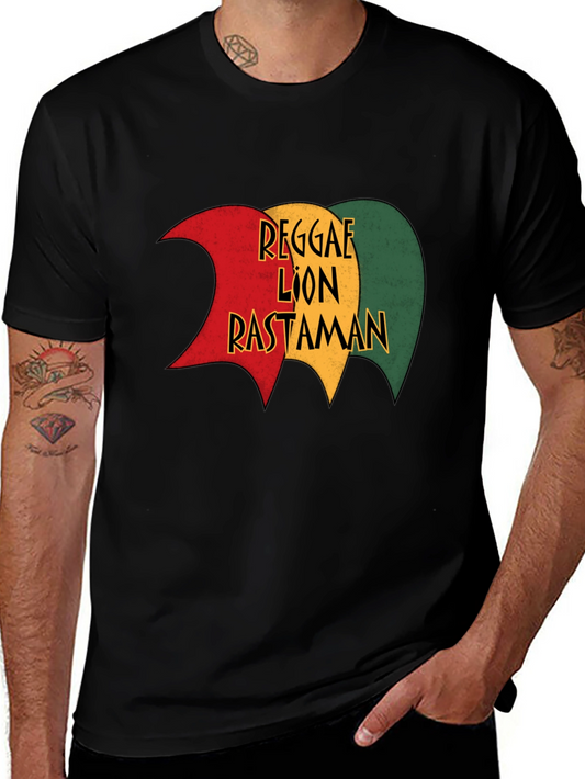 Reggae Lion Rastaman Graphic Black T-Shirt