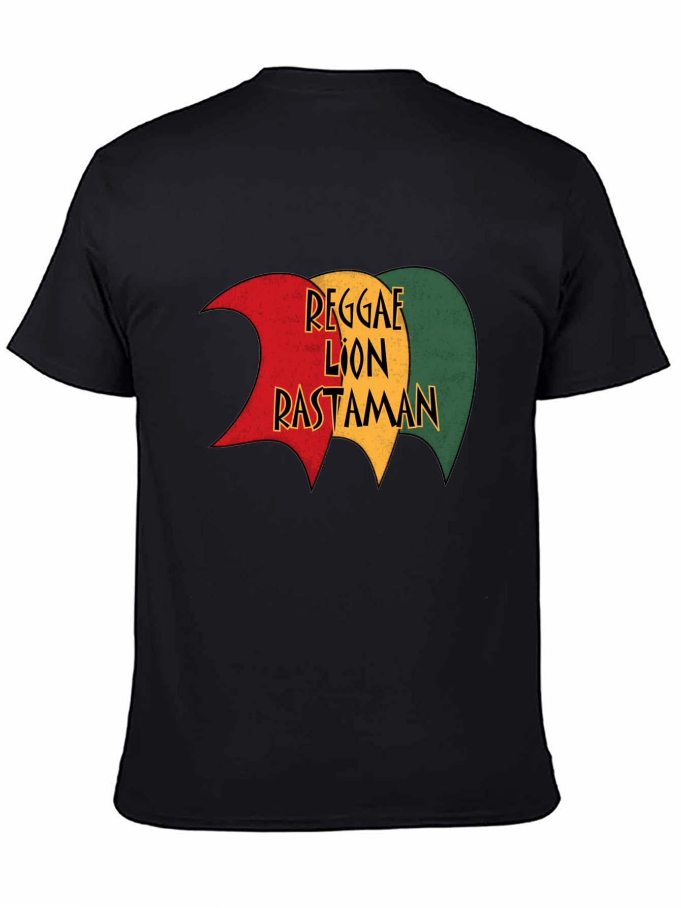 Reggae Lion Rastaman Graphic Black T-Shirt