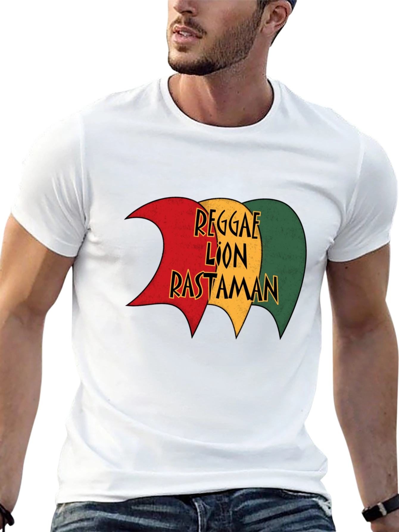 Reggae Lion Rastaman Graphic Black T-Shirt