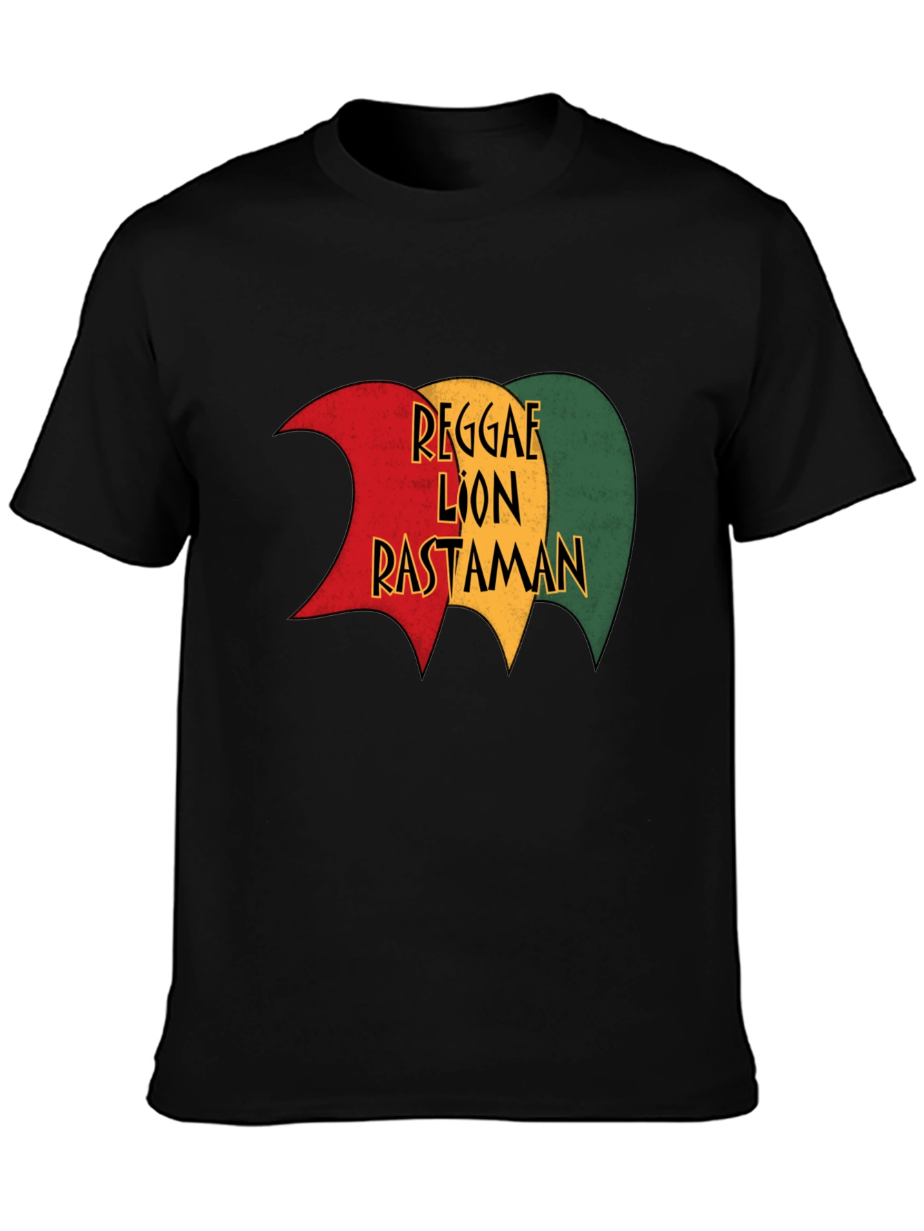 Reggae Lion Rastaman Graphic Black T-Shirt